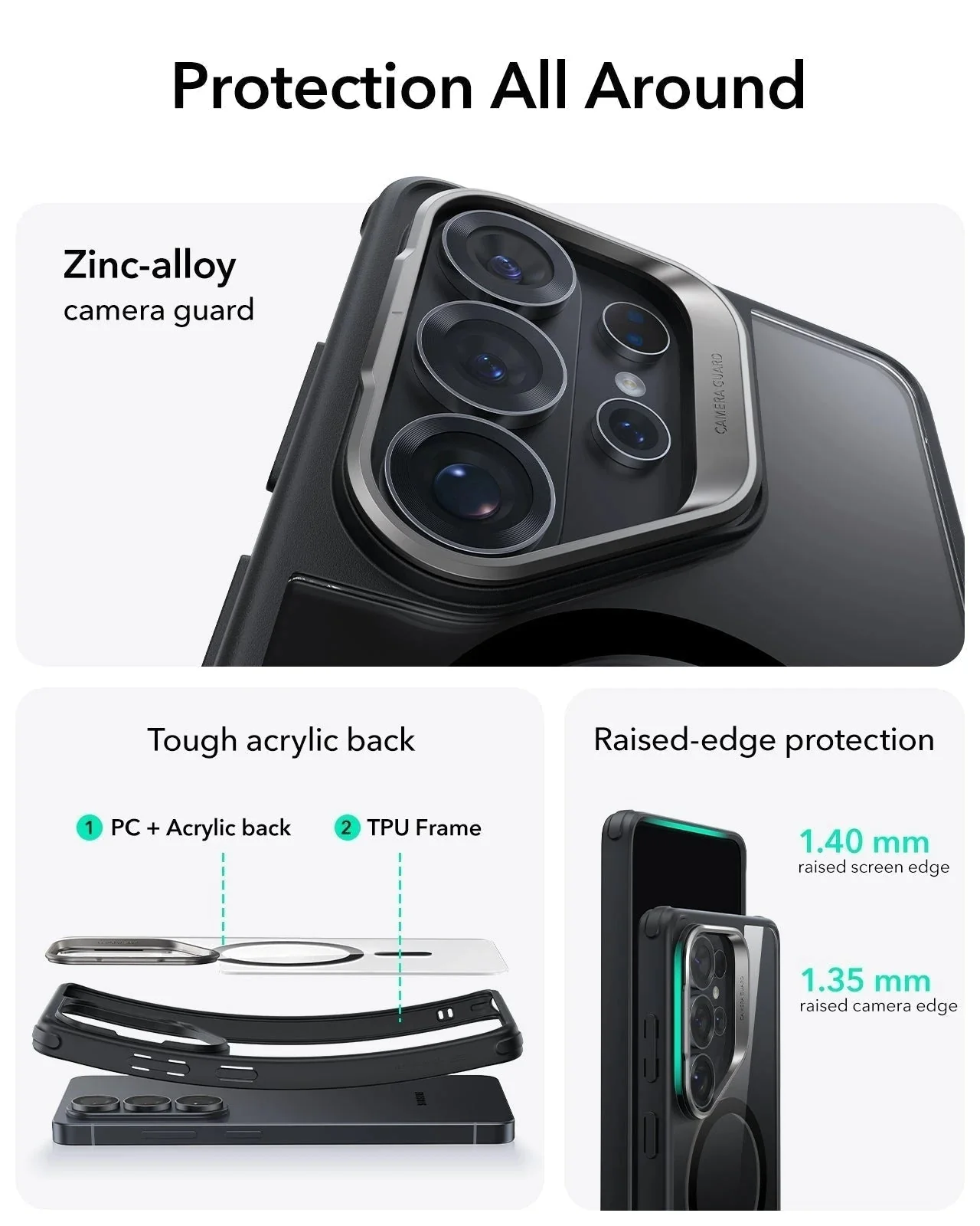 Galaxy S26 Ultra Classic Hybrid Magnetic Case (Stash Stand) - Clear Black - Image 4
