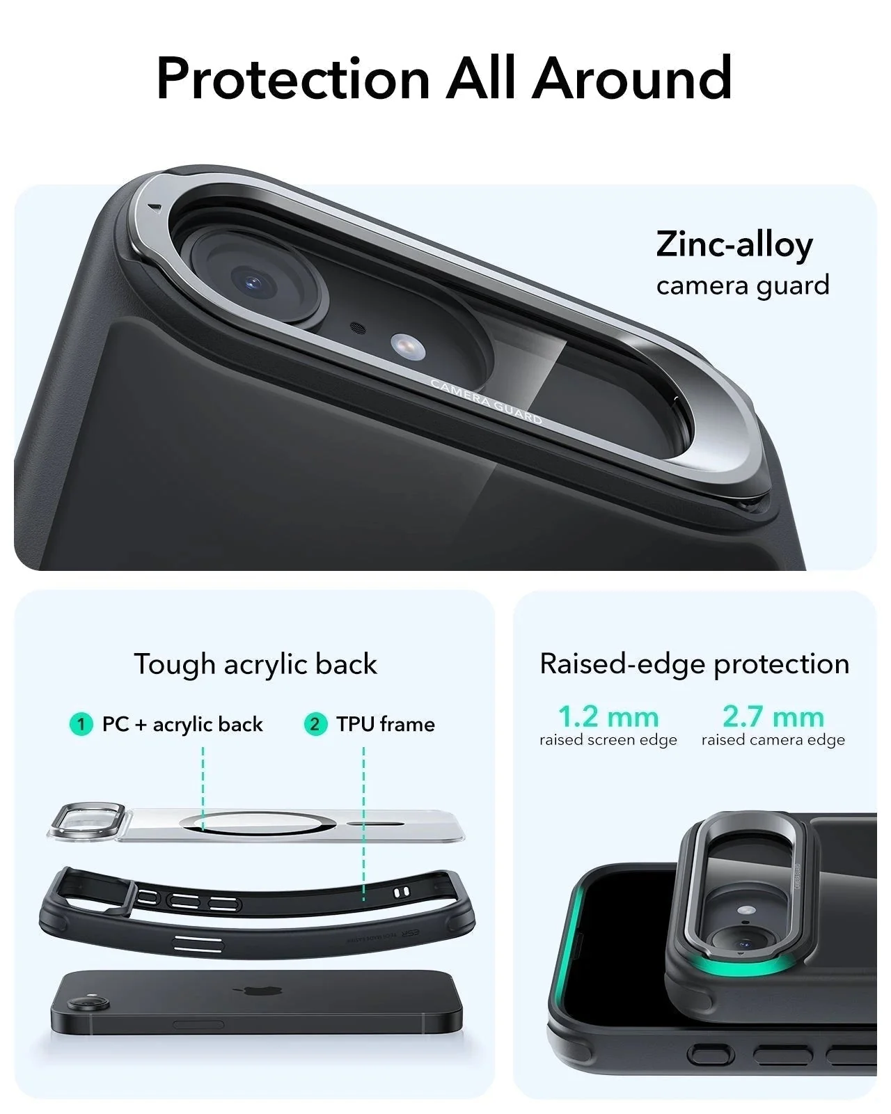 iPhone 17e Bundle Classic Hybrid Magnetic Case (Stash Stand) & Armorite® Privacy Screen Protector - Clear Black - Image 3
