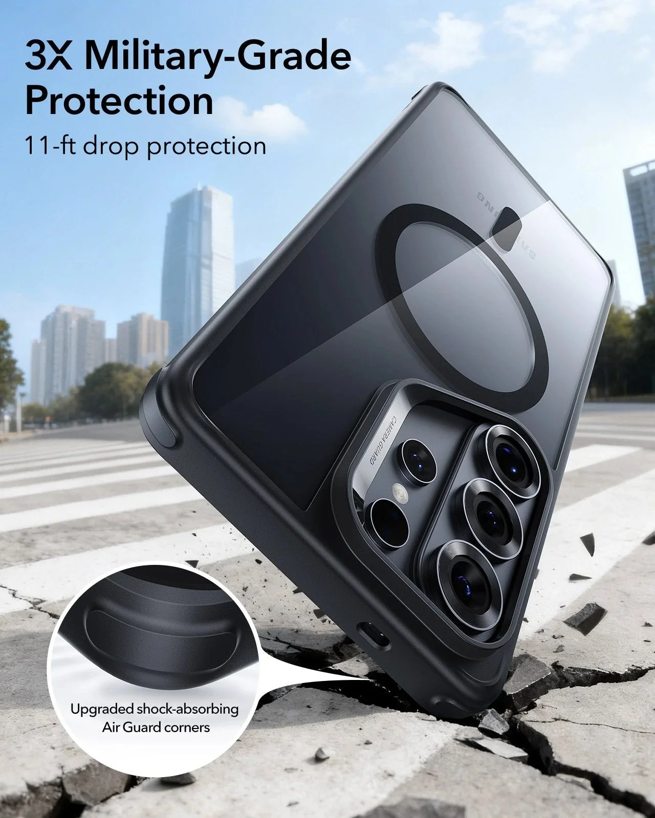 Galaxy S26 Ultra Classic Hybrid Magnetic Case - Clear Black - Image 3