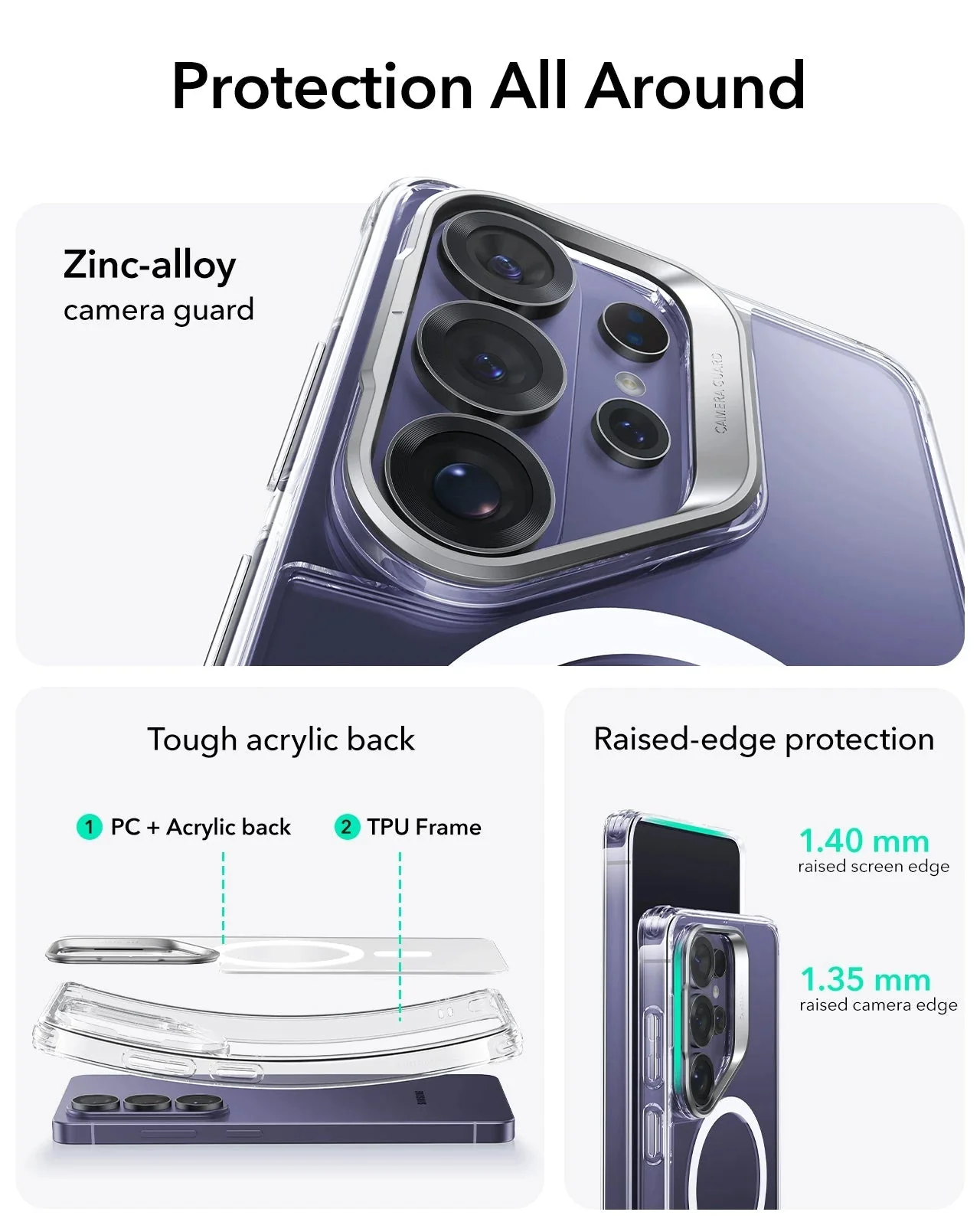 Galaxy S26 Ultra Bundle Classic Hybrid Magnetic Case (Stash Stand) and Armorite® Screen Protector - Clear - Image 3