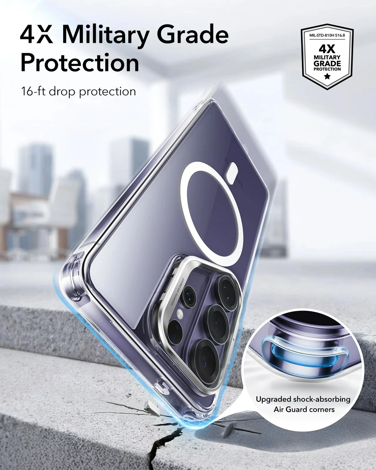 Galaxy S26 Ultra Bundle Classic Hybrid Magnetic Case (Stash Stand) and Armorite® Screen Protector - Clear - Image 4