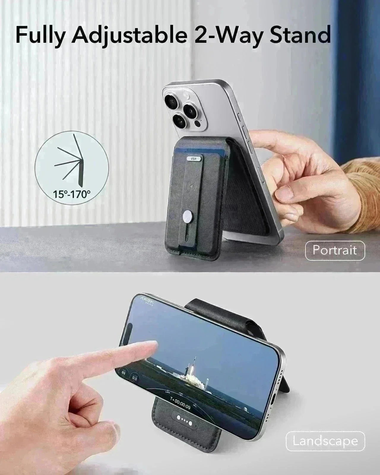 iPhone 17 Classic Hybrid Magnetic Case (Camera Control, Stash Stand) with Wallet Stand Bundle - Clear - Image 7