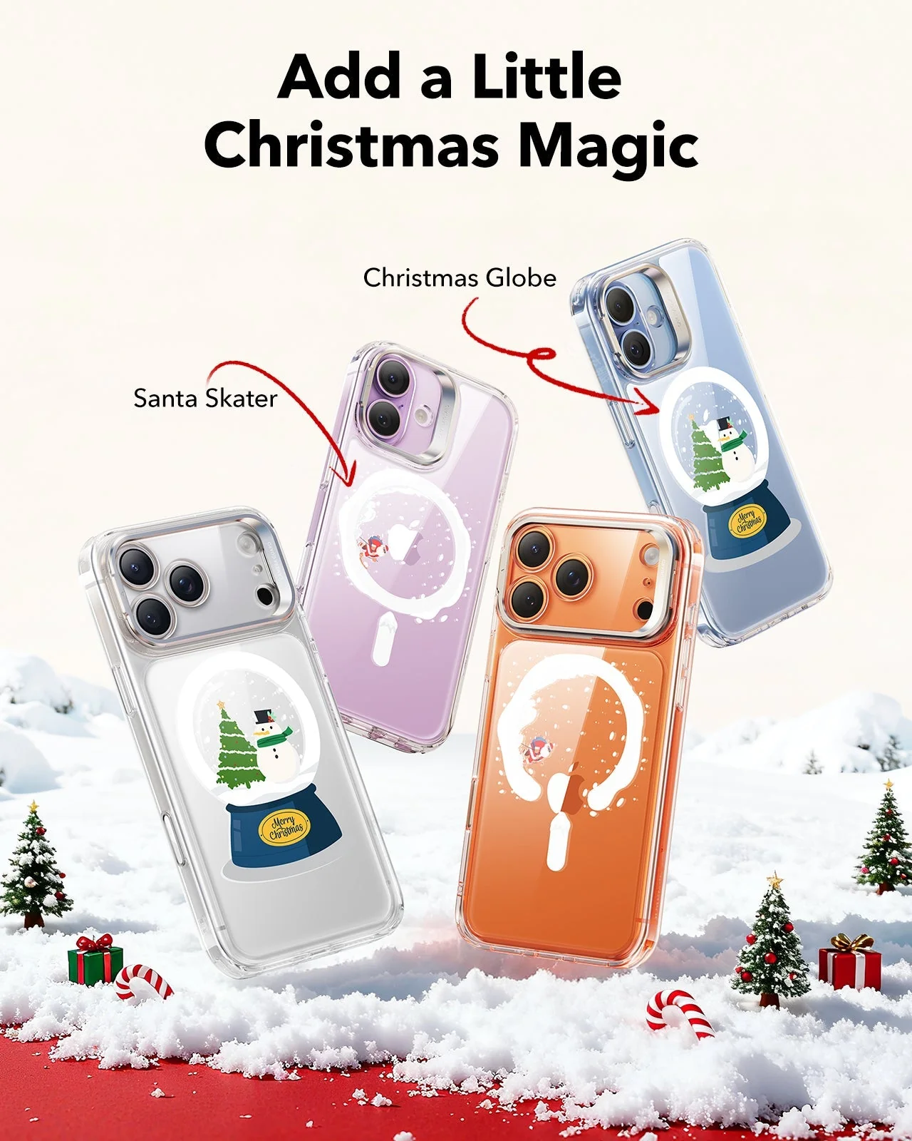 iPhone 17 Pro Classic Hybrid Magnetic Case (Camera Control, Stash Stand) - Christmas Globe - Image 3