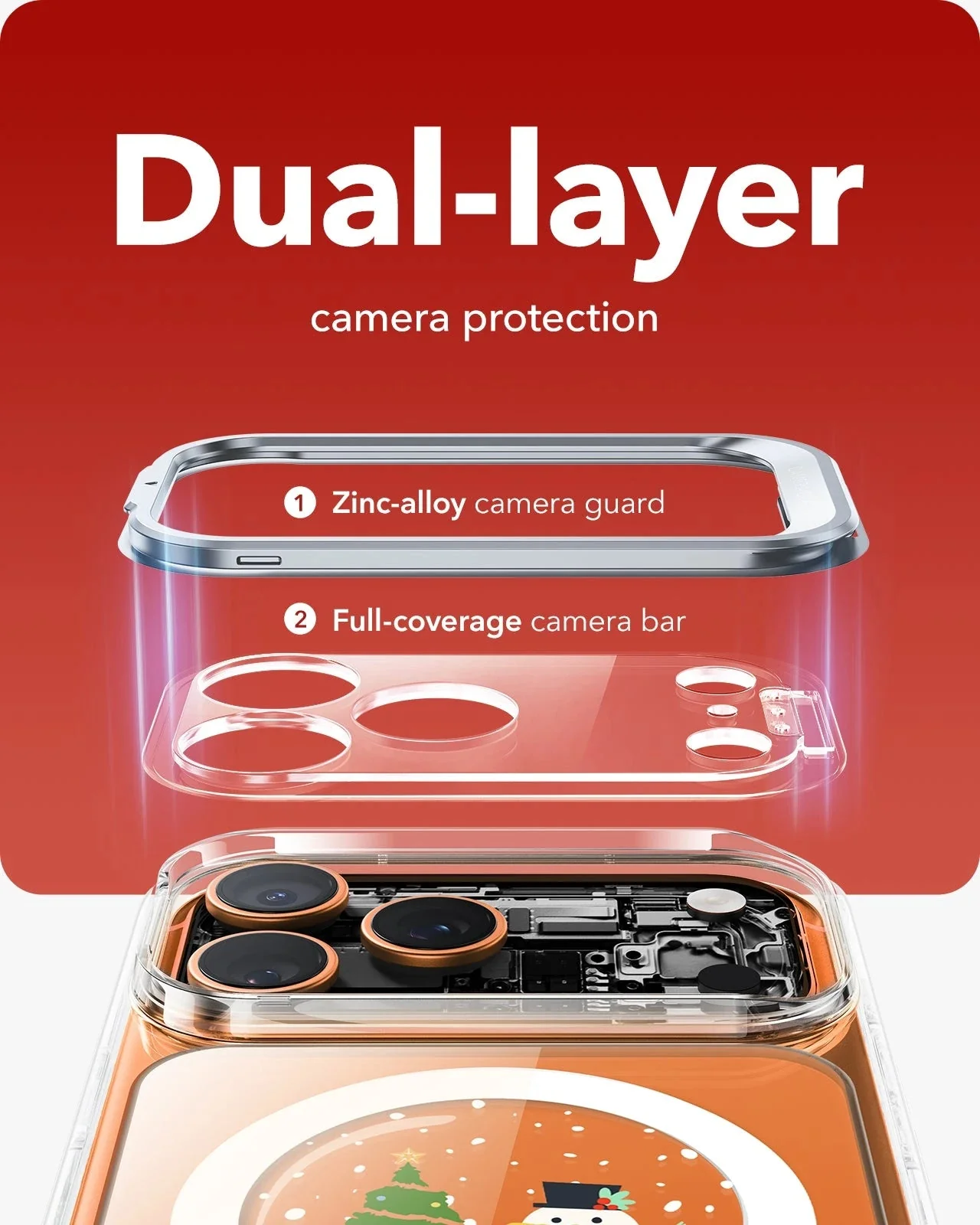 iPhone 17 Pro Classic Hybrid Magnetic Case (Camera Control, Stash Stand) - Christmas Globe - Image 5