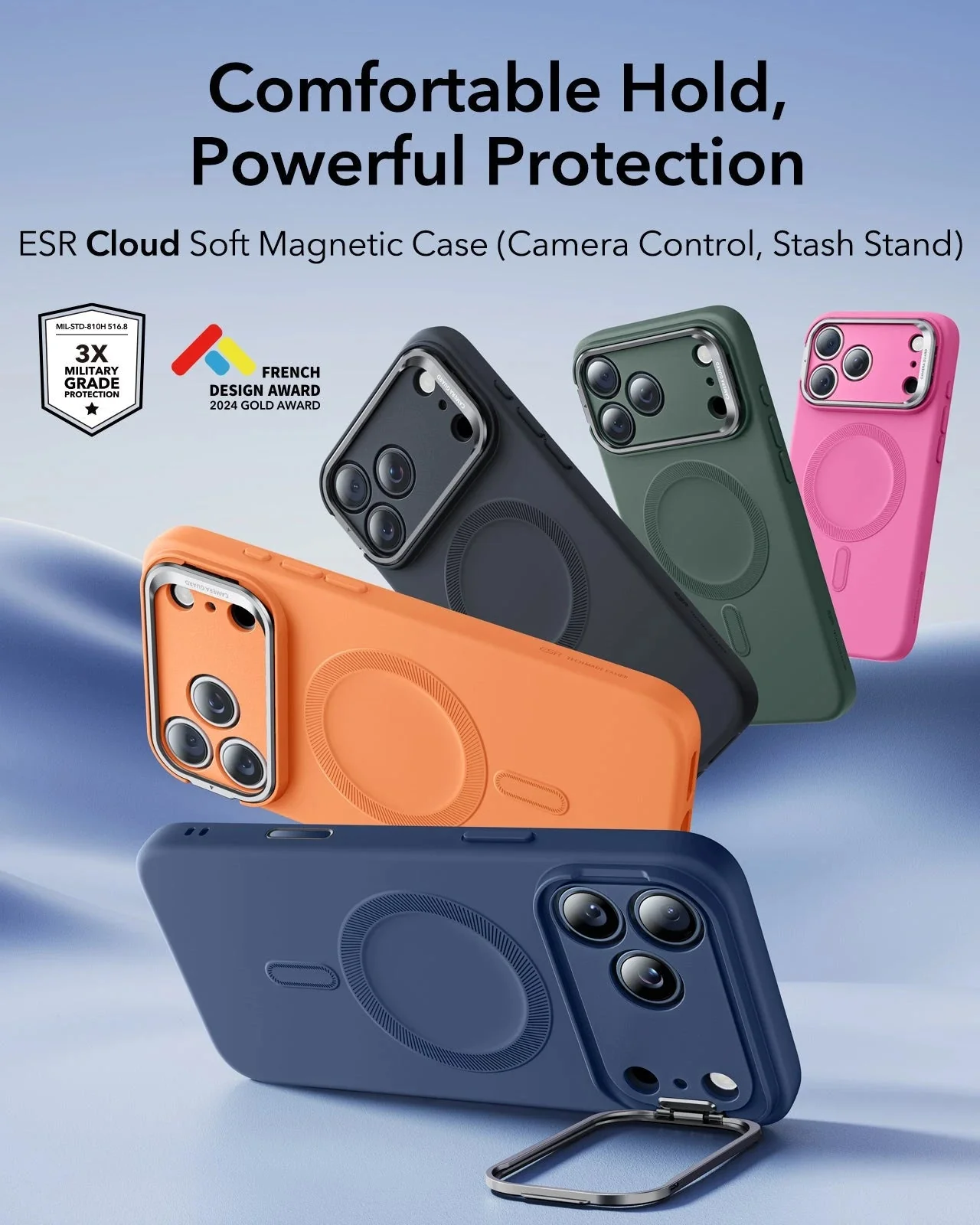 iPhone 17 Pro Max Cloud Soft Magnetic Case (Camera Control, Stash Stand) - Navy Blue - Image 2