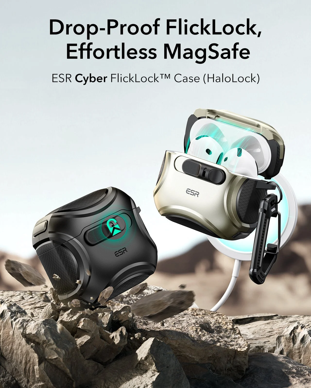Cyber FlickLock Everyday-Carry Bundle for AirPods 4 - Silver - Image 4