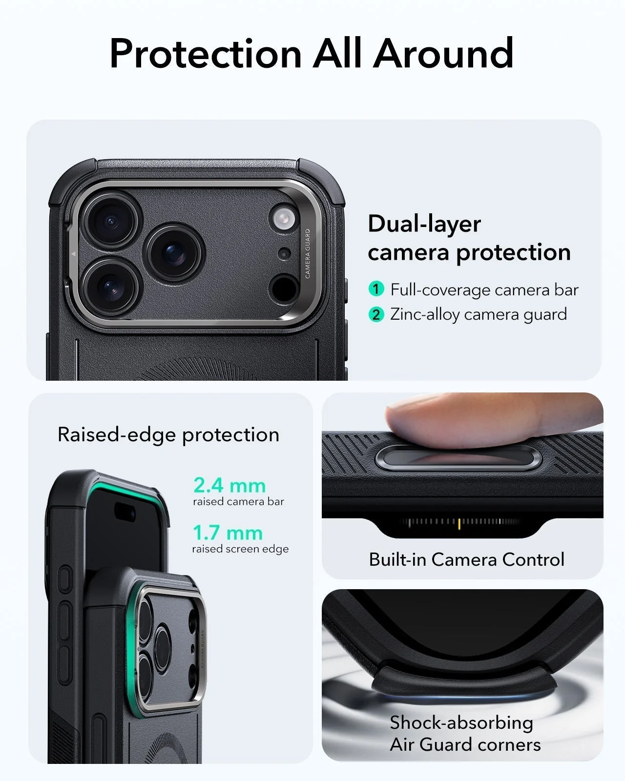iPhone 17 Pro Bundle Cyber Tough Magnetic Case (Camera Control, Stash Stand) and Armorite Screen Protector - Black - Image 3