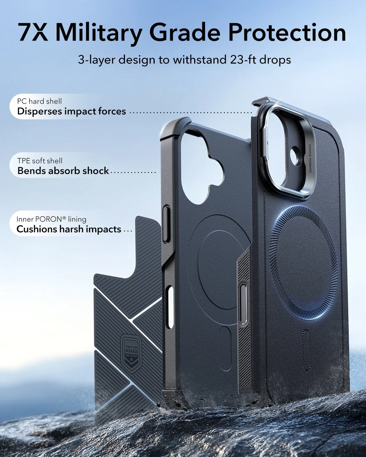 iPhone 17 Bundle Cyber Tough Magnetic Case (Camera Control, Stash Stand) and Armorite Screen Protector - Black - Image 4