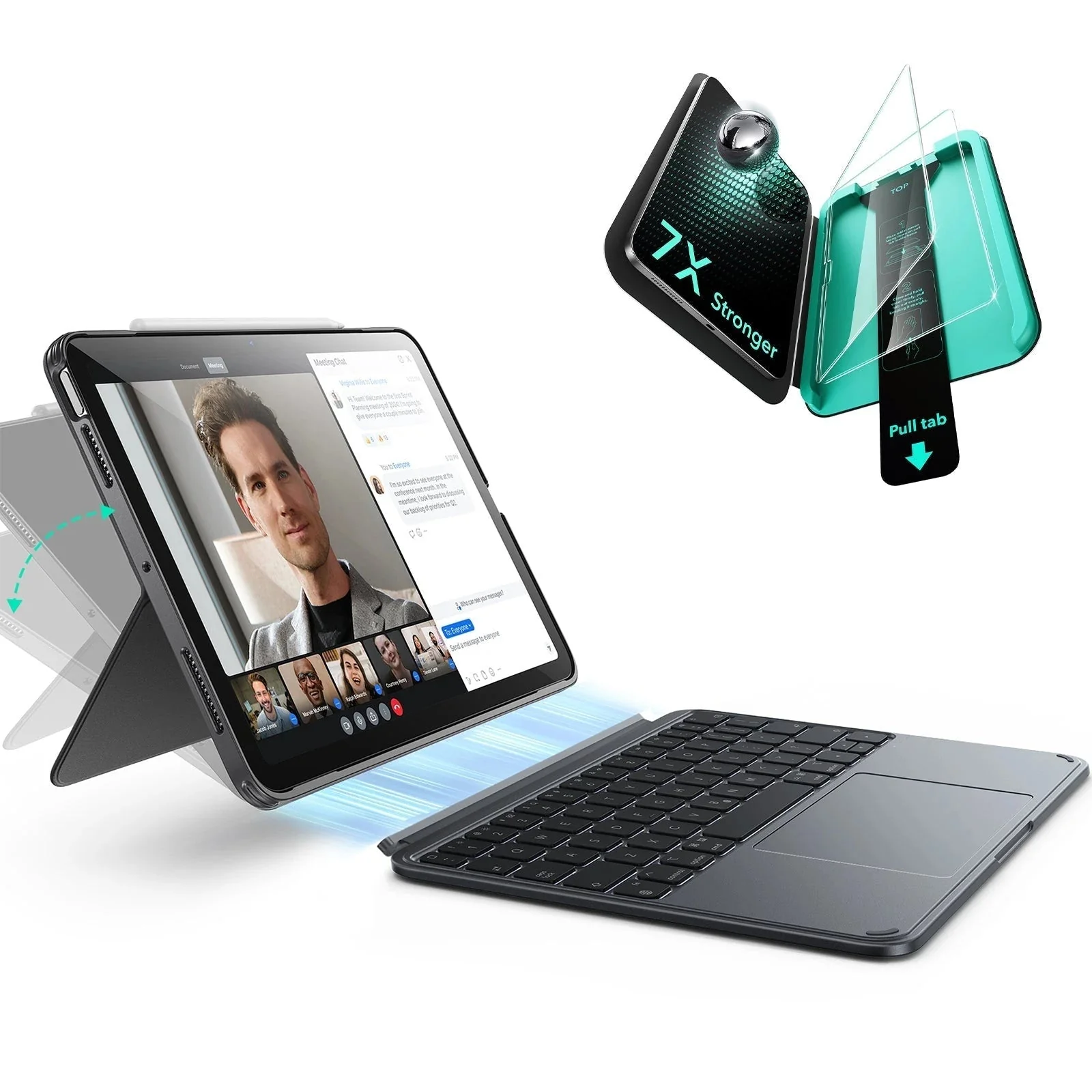 iPad Air 11" (M4) 2026 Shift Keyboard Case (Detachable) Protection Bundle -UK Layout-Dark Gray