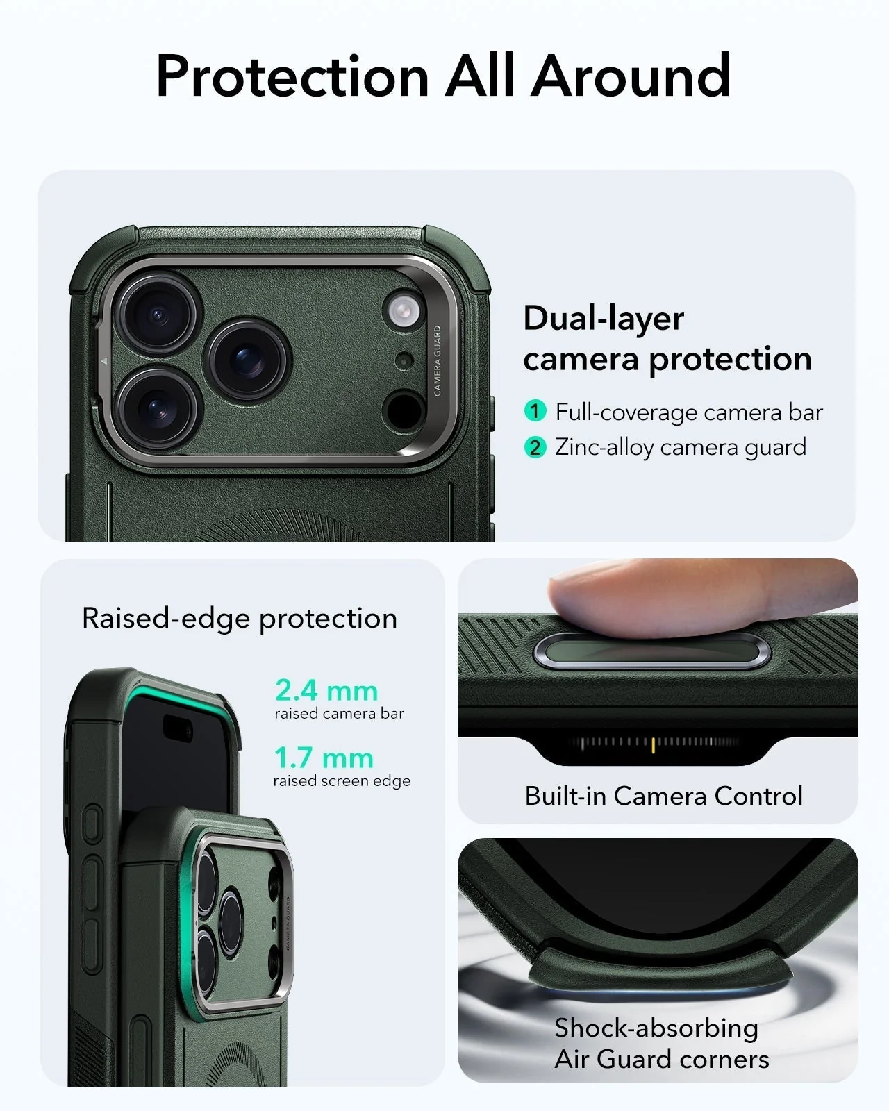 iPhone 17 Pro Cyber Tough Magnetic Case (Camera Control, Stash Stand) - Olive Green - Image 3