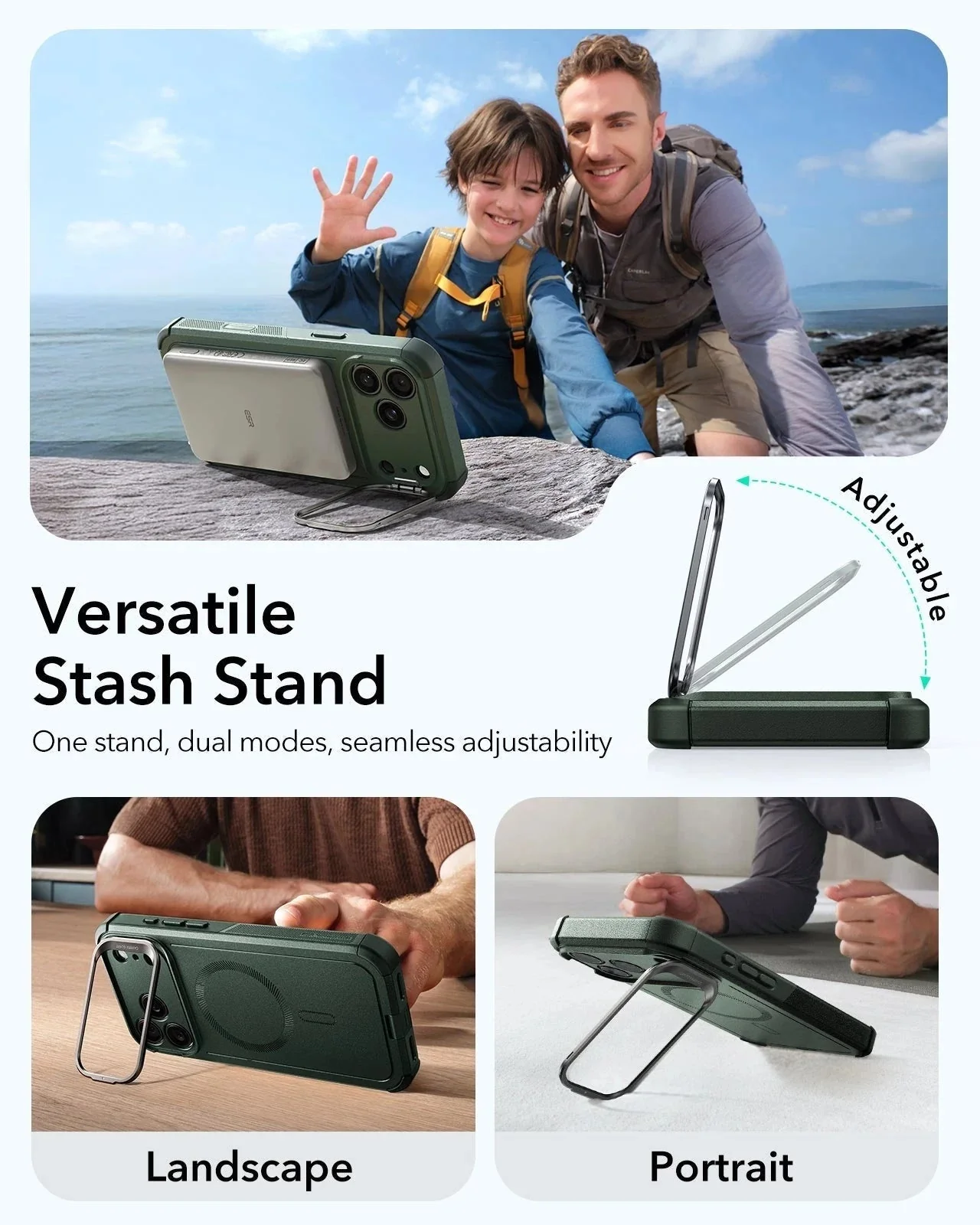 iPhone 17 Pro Cyber Tough Magnetic Case (Camera Control, Stash Stand) - Olive Green - Image 5