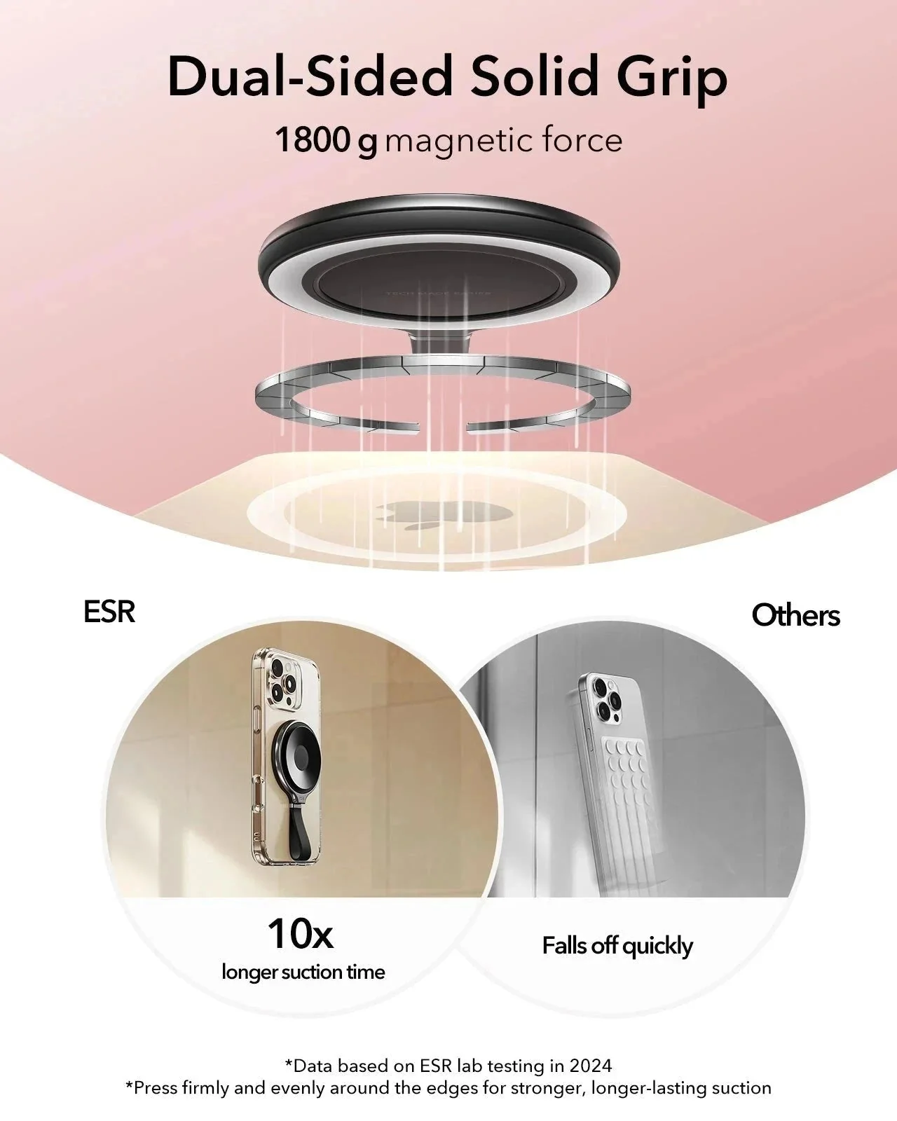 ESR HaloLock Suction Phone Mount (Ring Stand) - Pink - Image 7