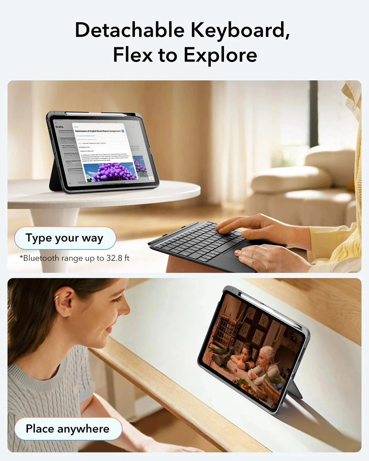 iPad Air 11" (M4) 2026 Flex Keyboard Case (Detachable)- UK Layout-Dark Gray - Image 8