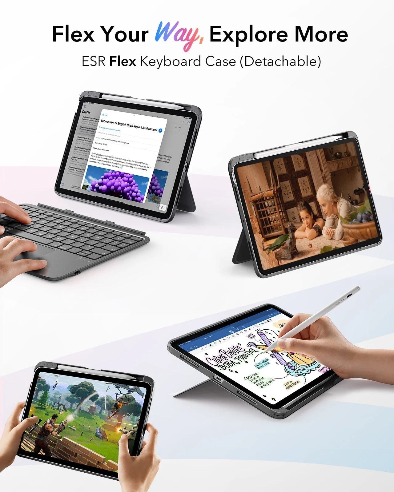 iPad Air 11" (2024) Flex Keyboard Case (Detachable)- UK Layout-Dark Gray - Image 8