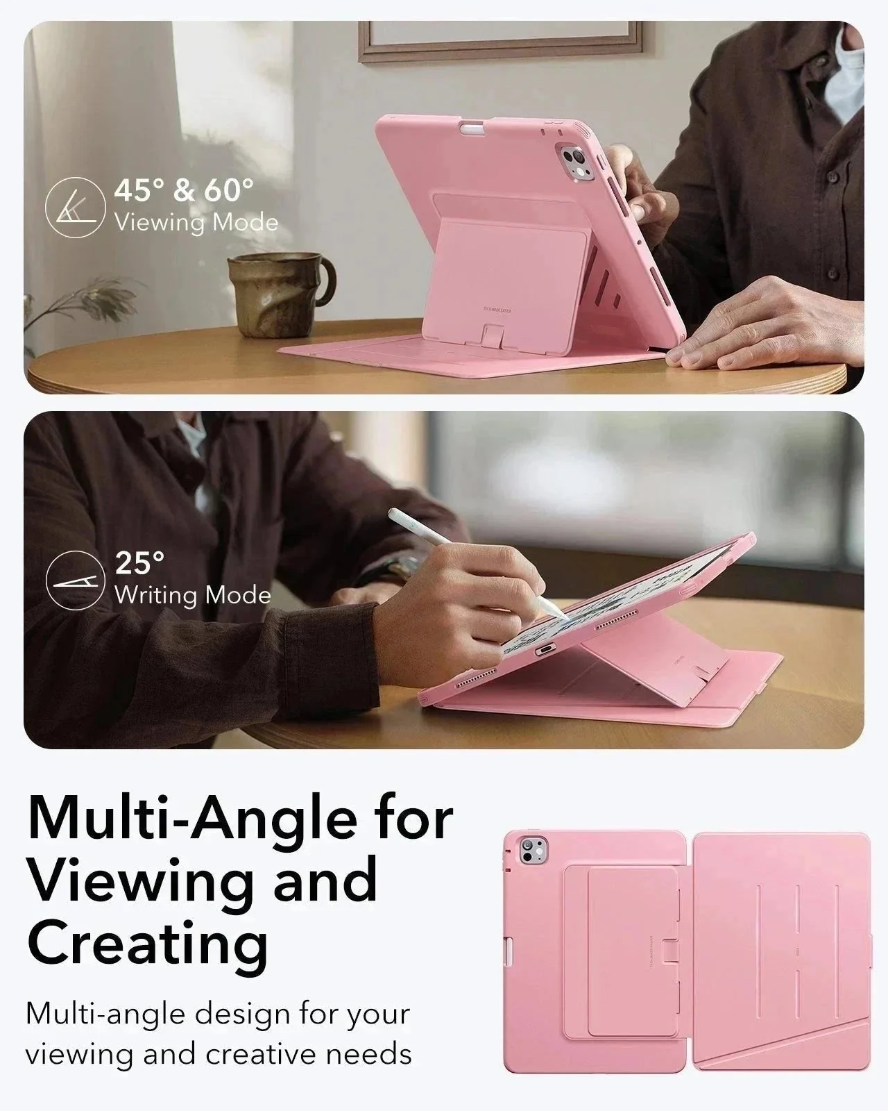 iPad Pro 11" (2025) Flip Magnetic Case with Pencil Holder - Pink - Image 3