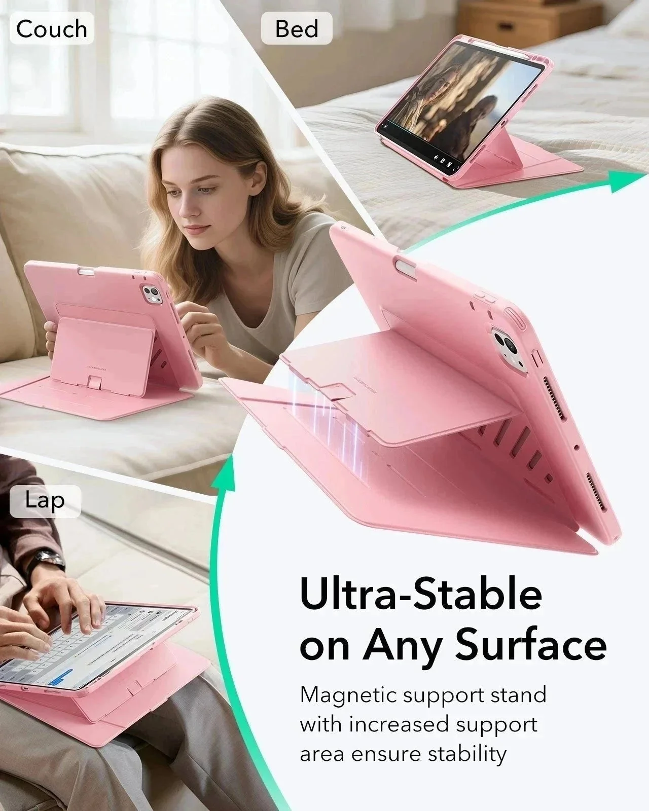 iPad Pro 11" (2025) Flip Magnetic Case with Pencil Holder - Pink - Image 7