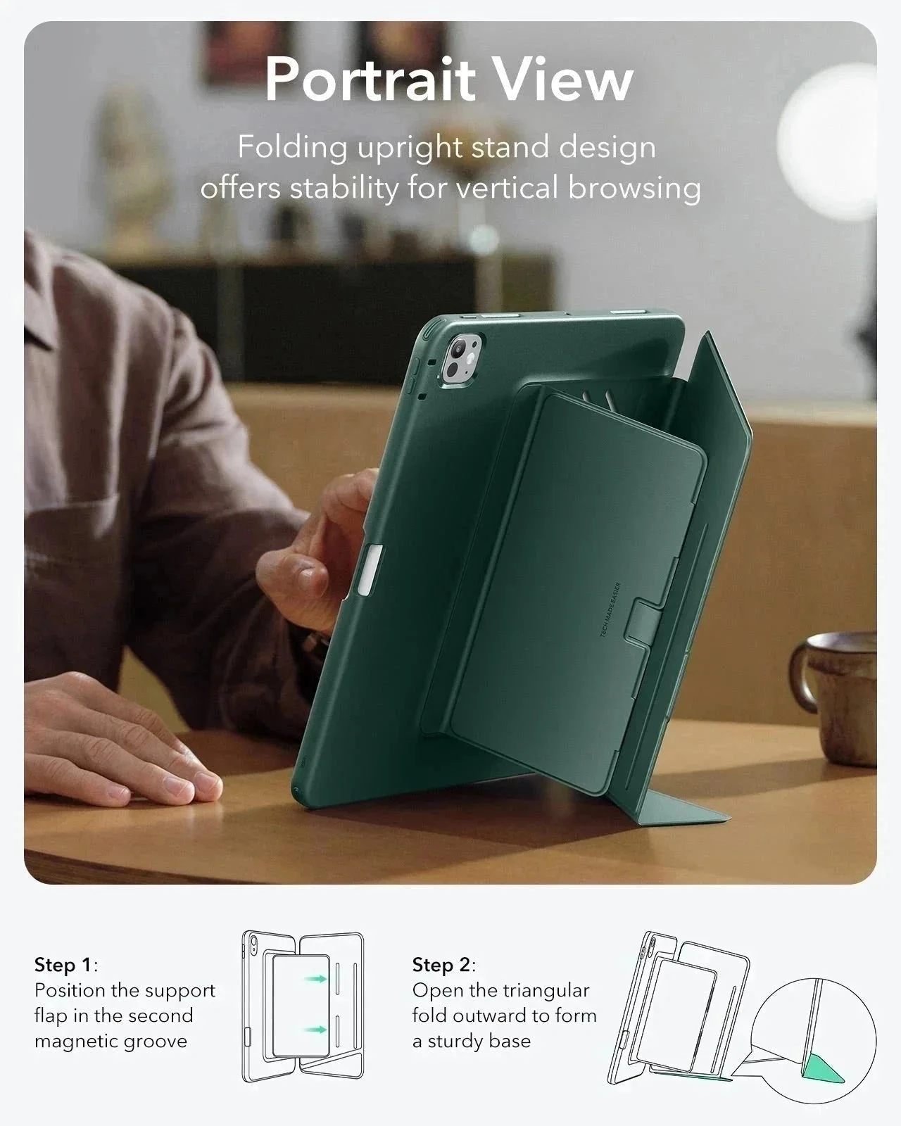 iPad Pro 11″ (2024) Flip Magnetic Case with Pencil Bundle - Green - Image 4