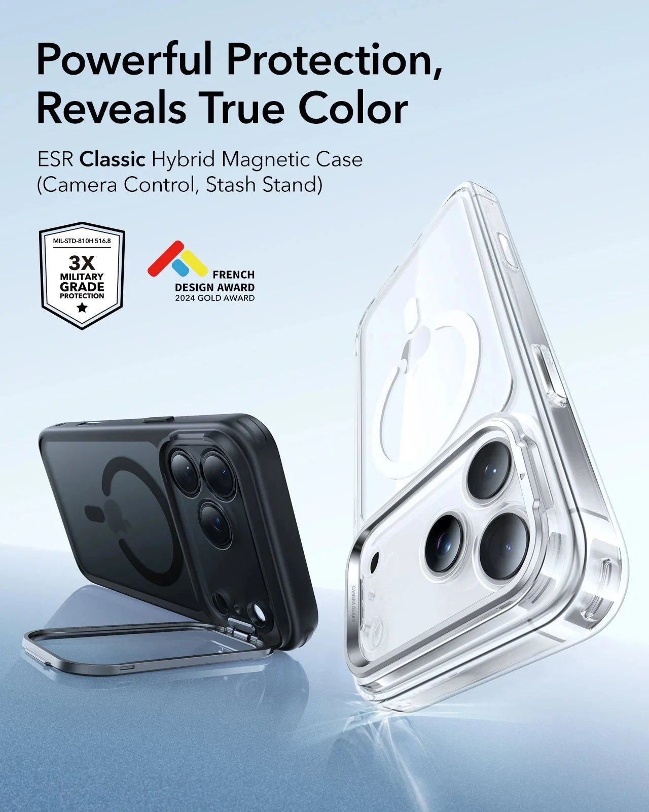 iPhone 17 Pro Max Classic Hybrid Magnetic Case (Camera Control, Stash Stand) - Frosted Black - Image 2