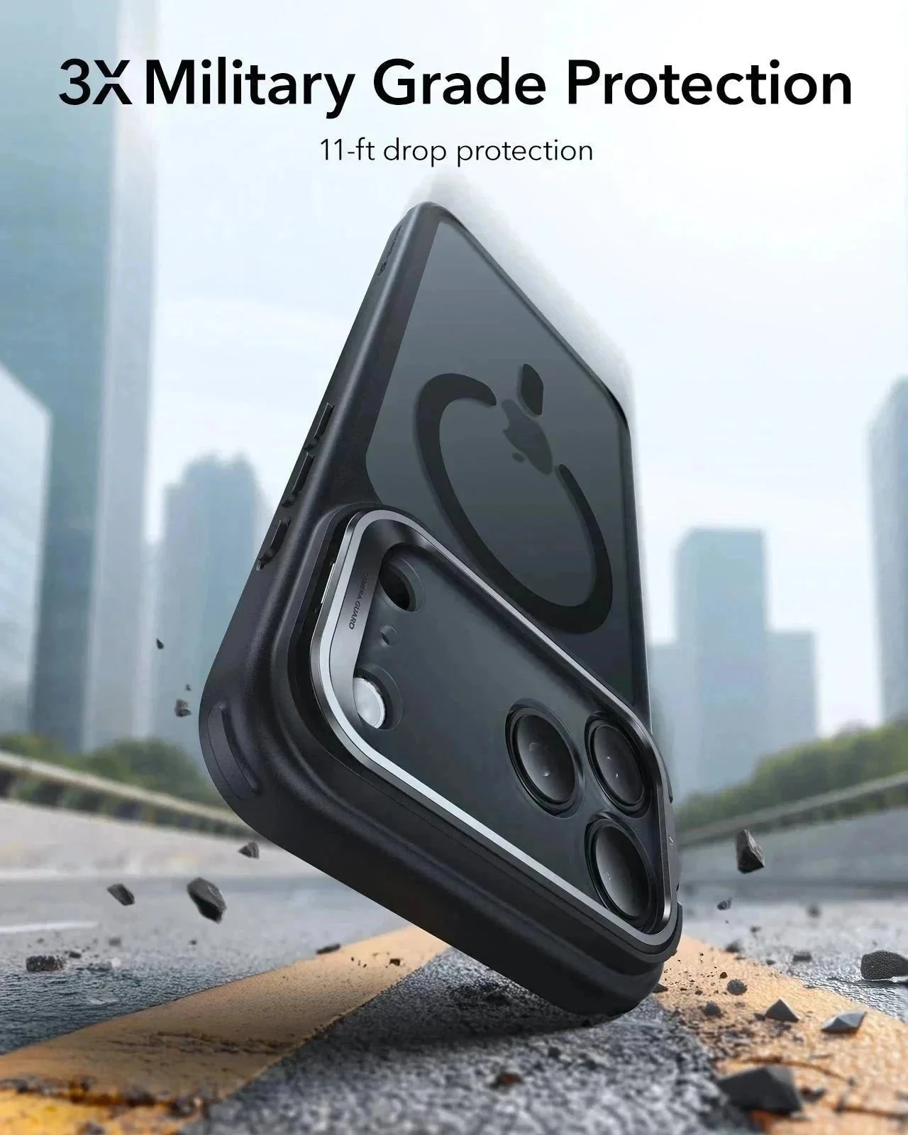 iPhone 17 Pro Max Classic Hybrid Magnetic Case (Camera Control, Stash Stand) - Frosted Black - Image 3