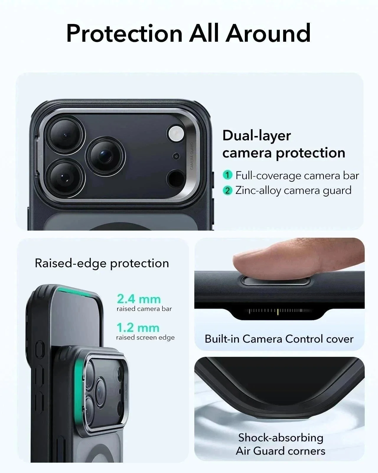 iPhone 17 Pro Max Classic Hybrid Magnetic Case (Camera Control, Stash Stand) - Frosted Black - Image 4
