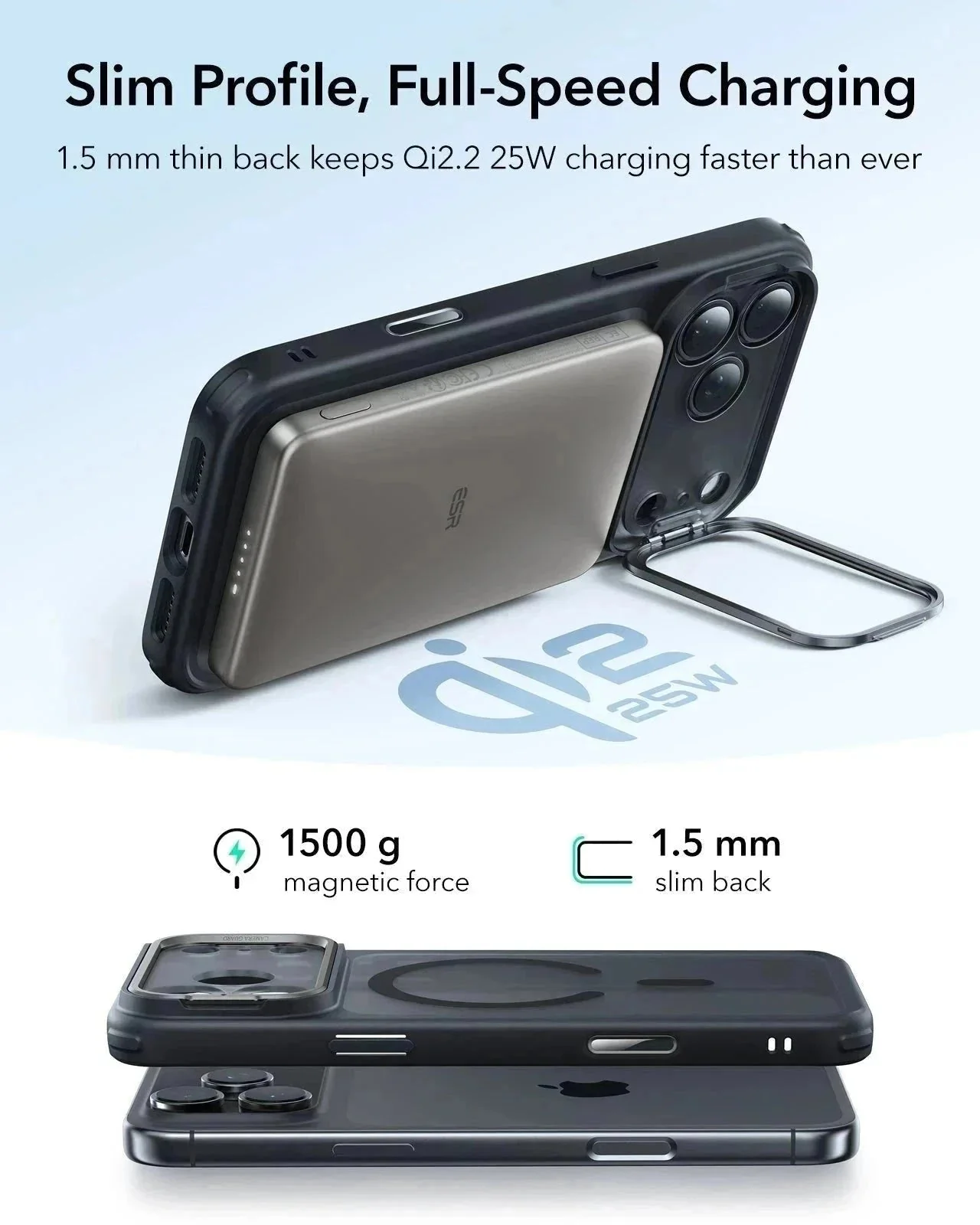 iPhone 17 Pro Max Classic Hybrid Magnetic Case (Camera Control, Stash Stand) - Frosted Black - Image 6