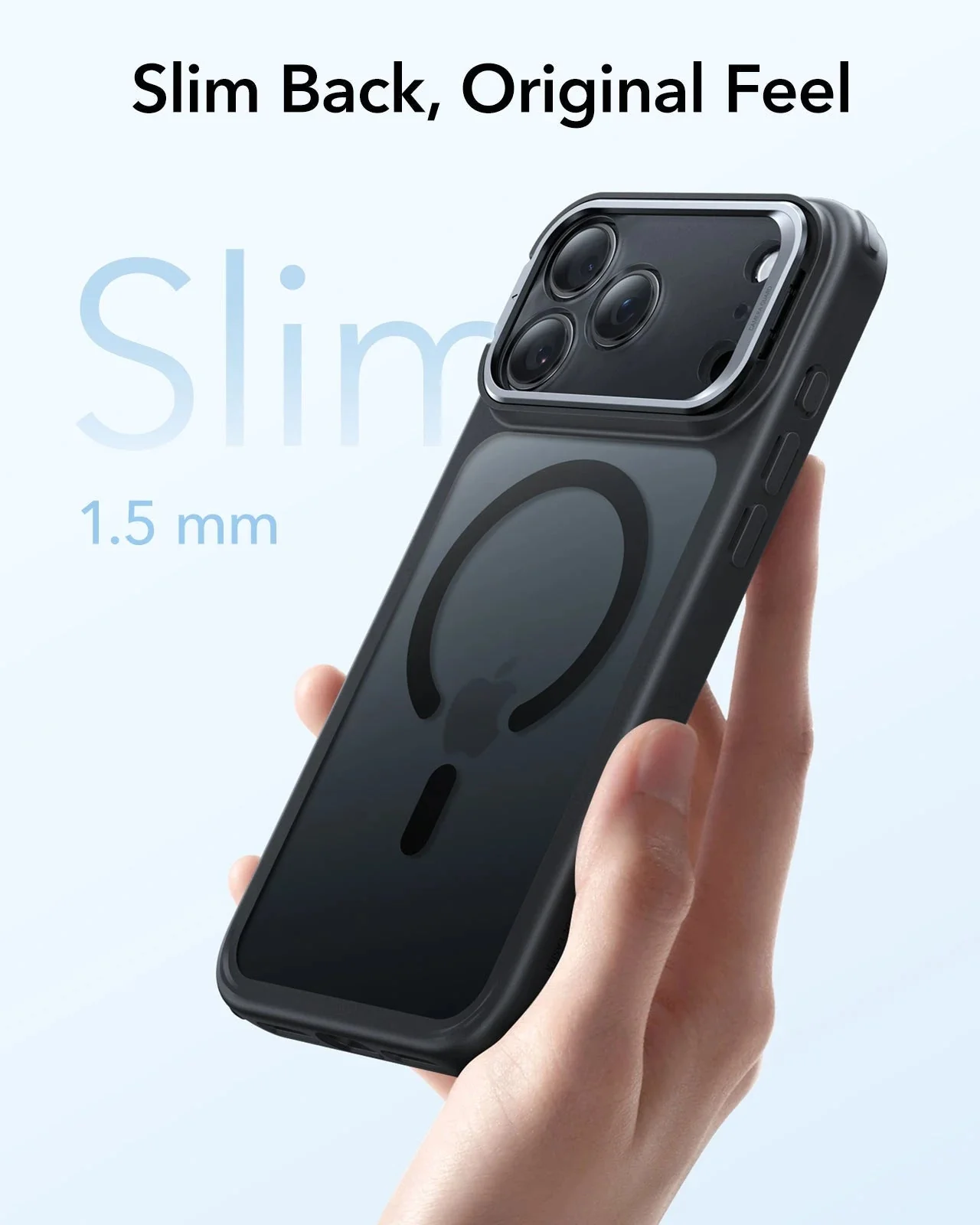 iPhone 17 Pro Max Classic Hybrid Magnetic Case (Camera Control, Stash Stand) - Frosted Black - Image 7
