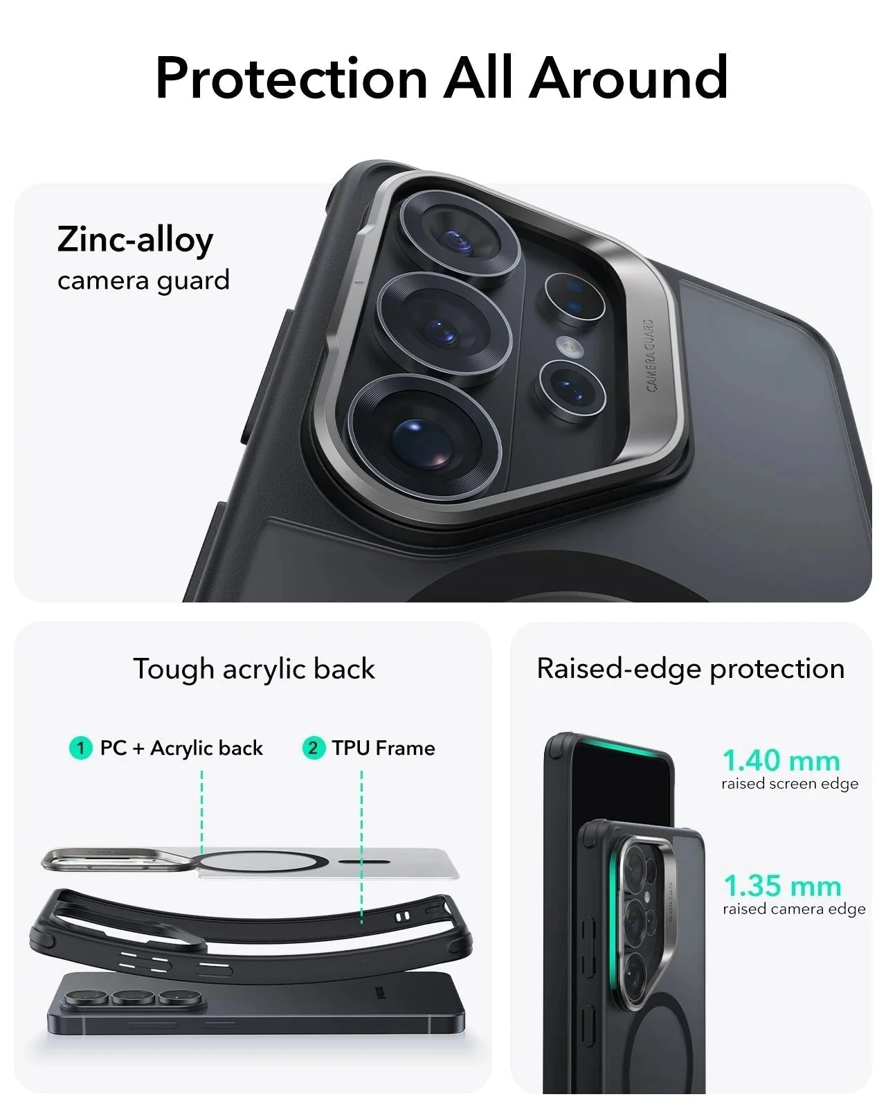 Galaxy S26 Ultra Bundle Classic Hybrid Magnetic Case (Stash Stand) and Armorite® Pro Screen Protector - Frosted Black - Image 3
