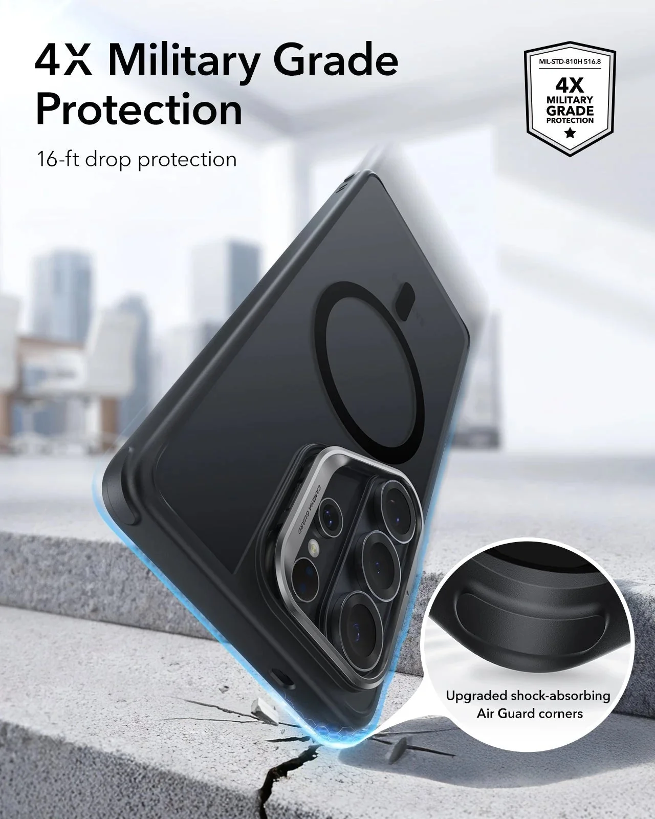 Galaxy S26 Ultra Bundle Classic Hybrid Magnetic Case (Stash Stand) and Armorite® Pro Screen Protector - Frosted Black - Image 4