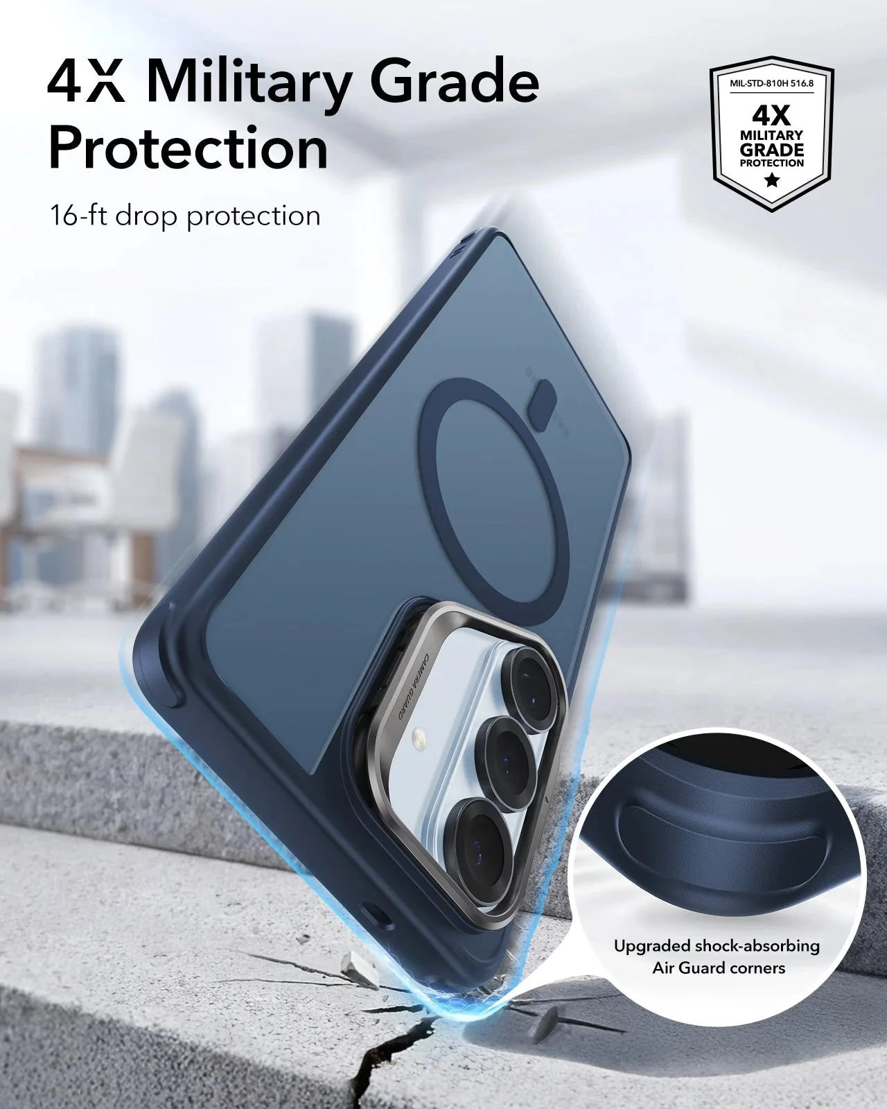Galaxy S26 Plus Classic Hybrid Magnetic Case (Stash Stand) - Frosted Blue - Image 3