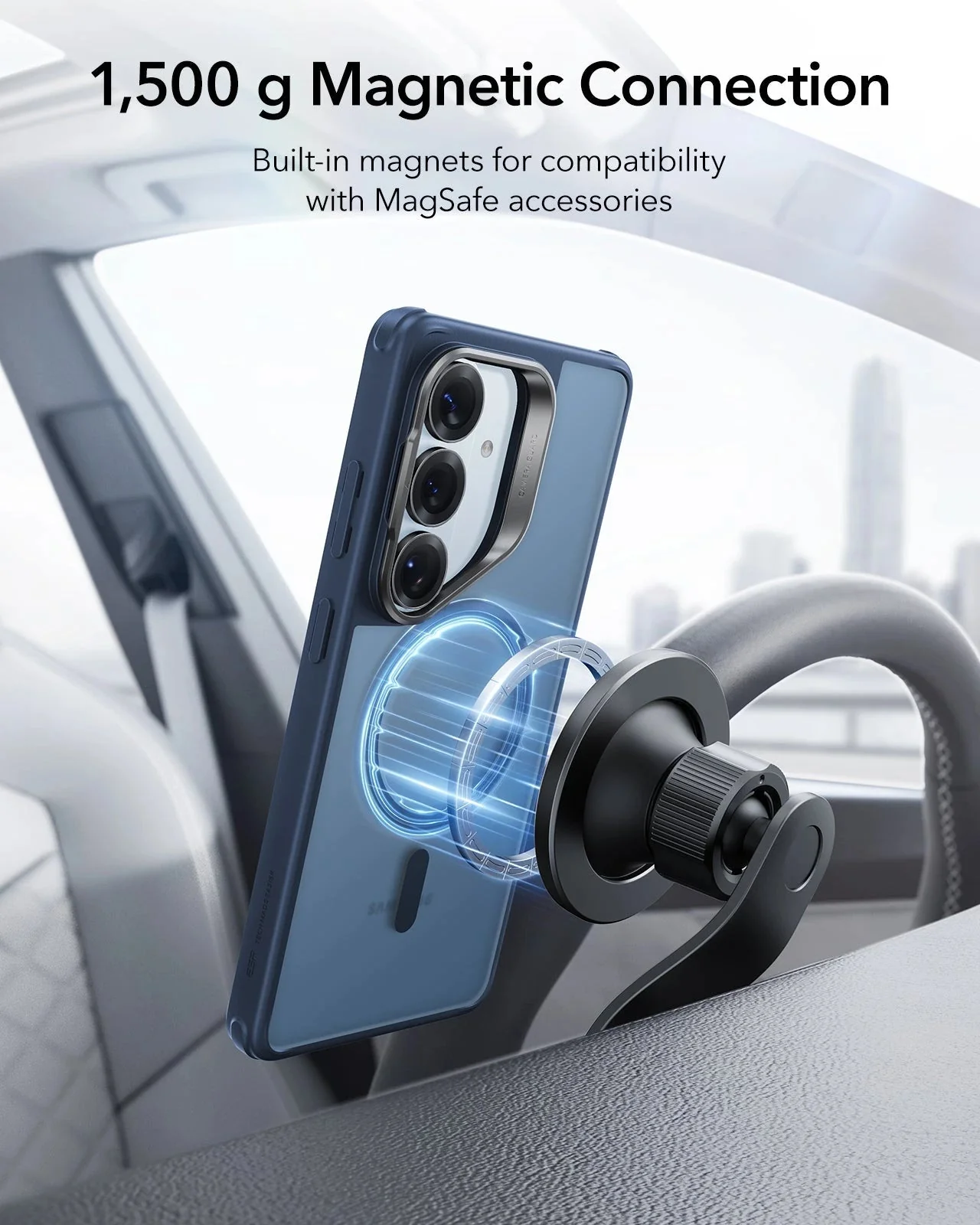 Galaxy S26 Plus Classic Hybrid Magnetic Case (Stash Stand) - Frosted Blue - Image 7
