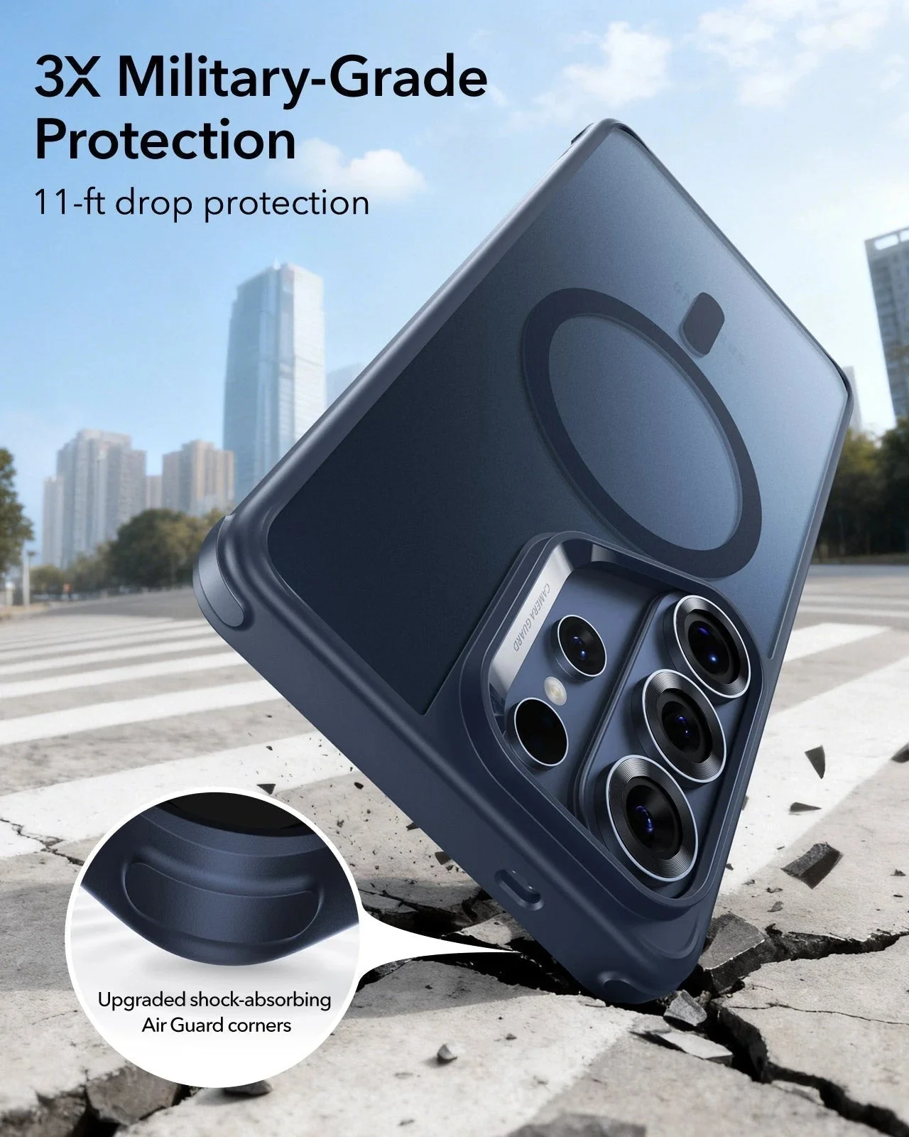 Galaxy S26 Ultra Bundle Classic Hybrid Magnetic Case and Armorite® Pro Privacy Screen Protector - Frosted Blue - Image 3