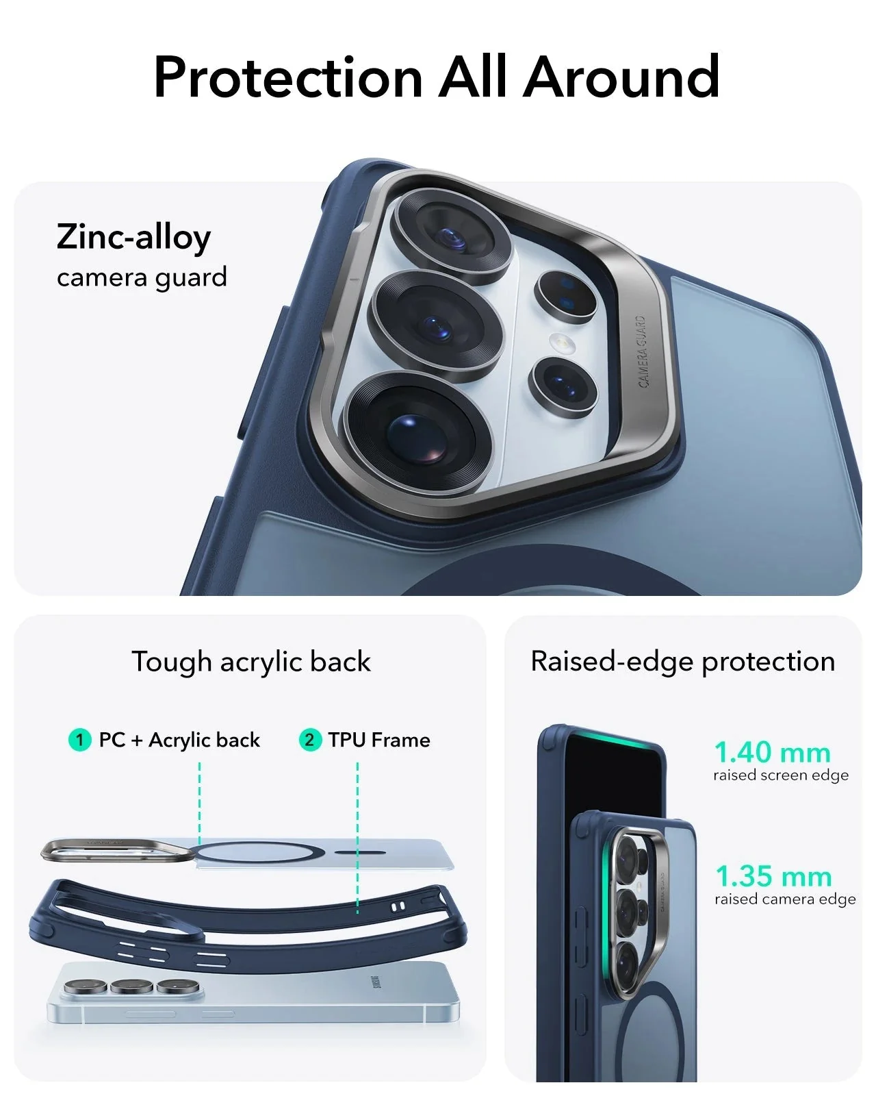 Galaxy S26 Ultra Bundle Classic Hybrid Magnetic Case (Stash Stand) and Armorite® Pro Privacy Screen Protector - Frosted Blue - Image 3