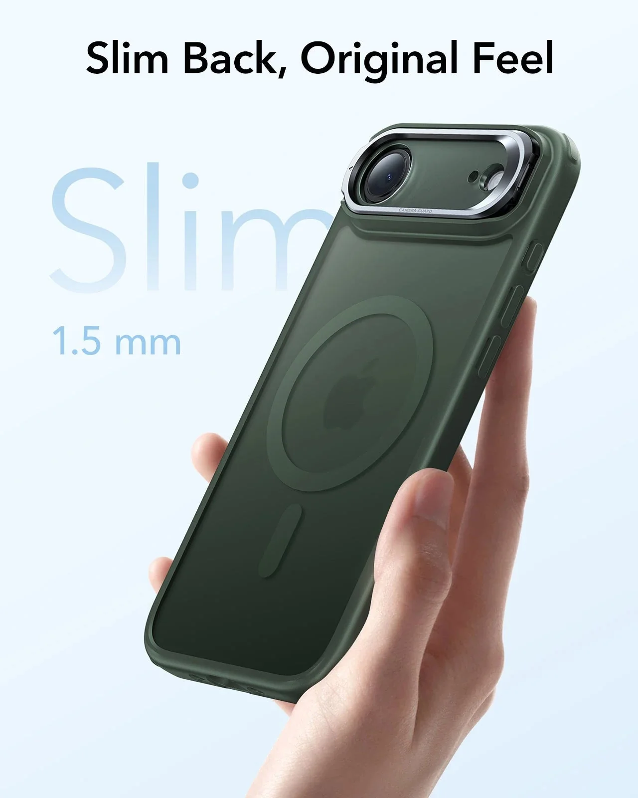 iPhone Air Classic Hybrid Magnetic Case (Camera Control, Stash Stand) - Frosted Green - Image 7