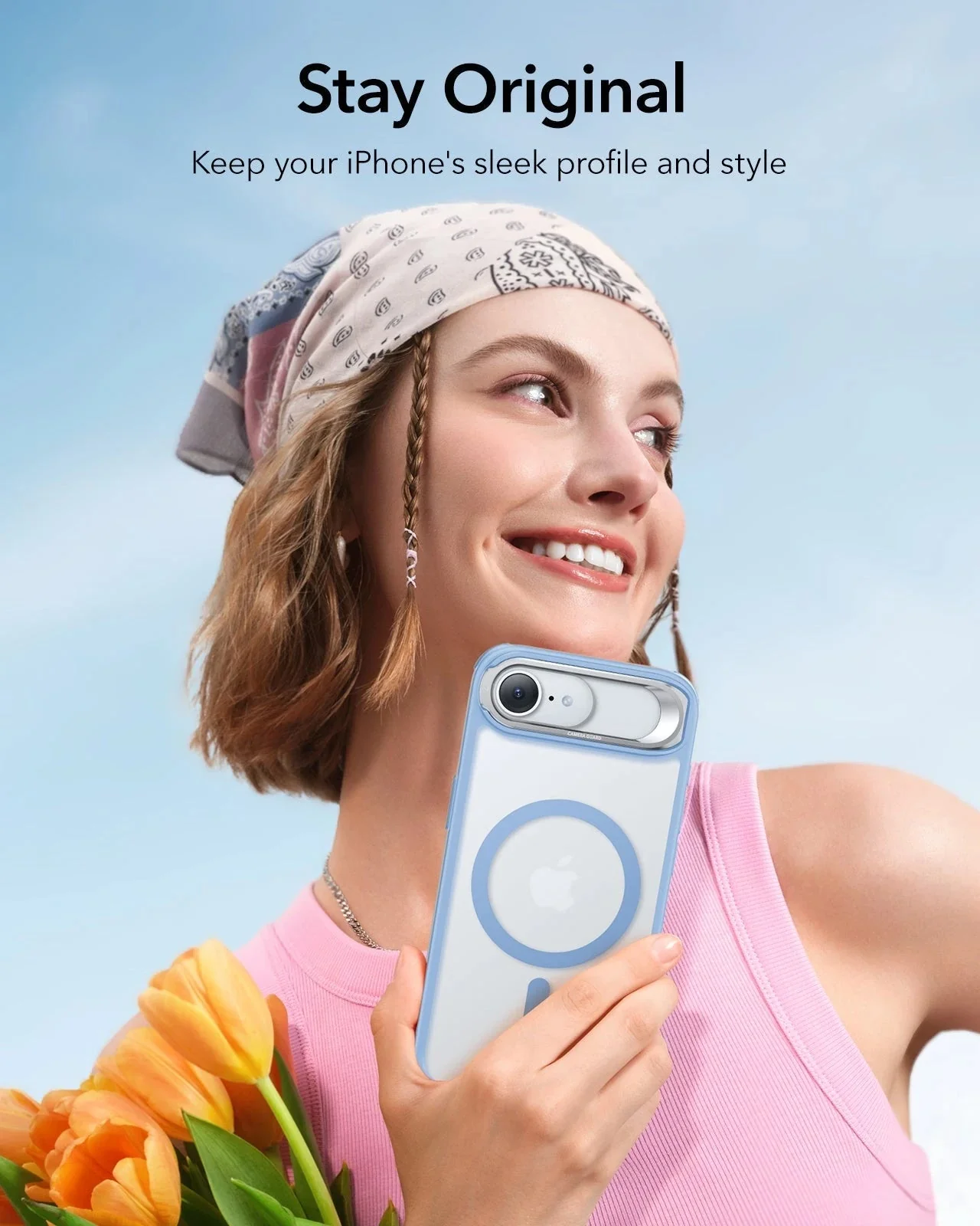 iPhone 17e Classic Hybrid Magnetic Case (Stash Stand) - Frosted Light Blue - Image 8