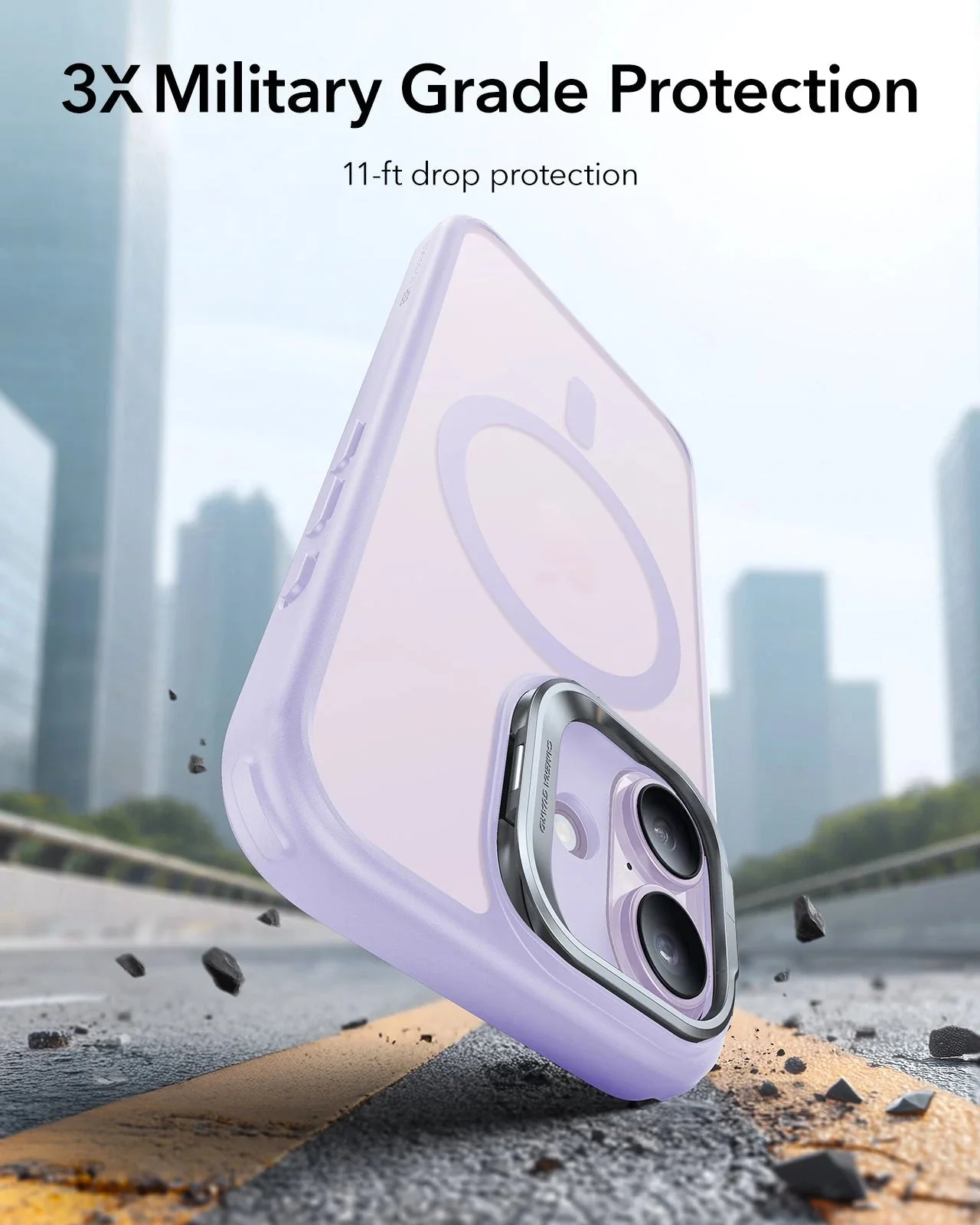 iPhone 17 Bundle Classic Hybrid Magnetic Case (Camera Control, Stash Stand) and Armorite Screen Protector - Frosted Light Purple - Image 4