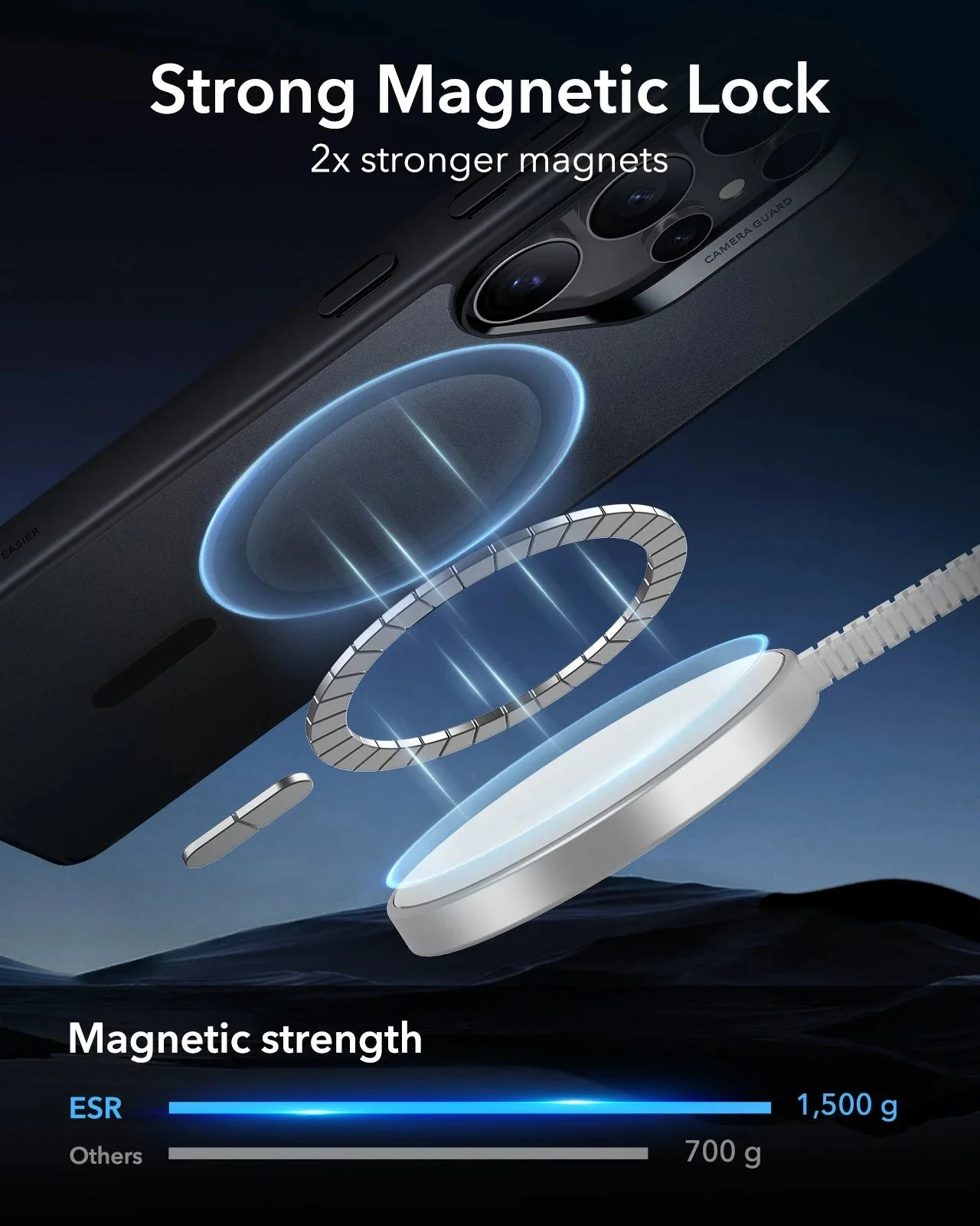 Galaxy S25 Ultra HaloLock Classic Hybrid Case Privacy Protection Bundle - Clear Black - Image 2
