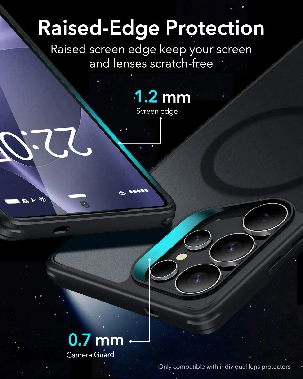 Galaxy S25 Ultra HaloLock Classic Hybrid Case Privacy Protection Bundle - Frosted Black - Image 4