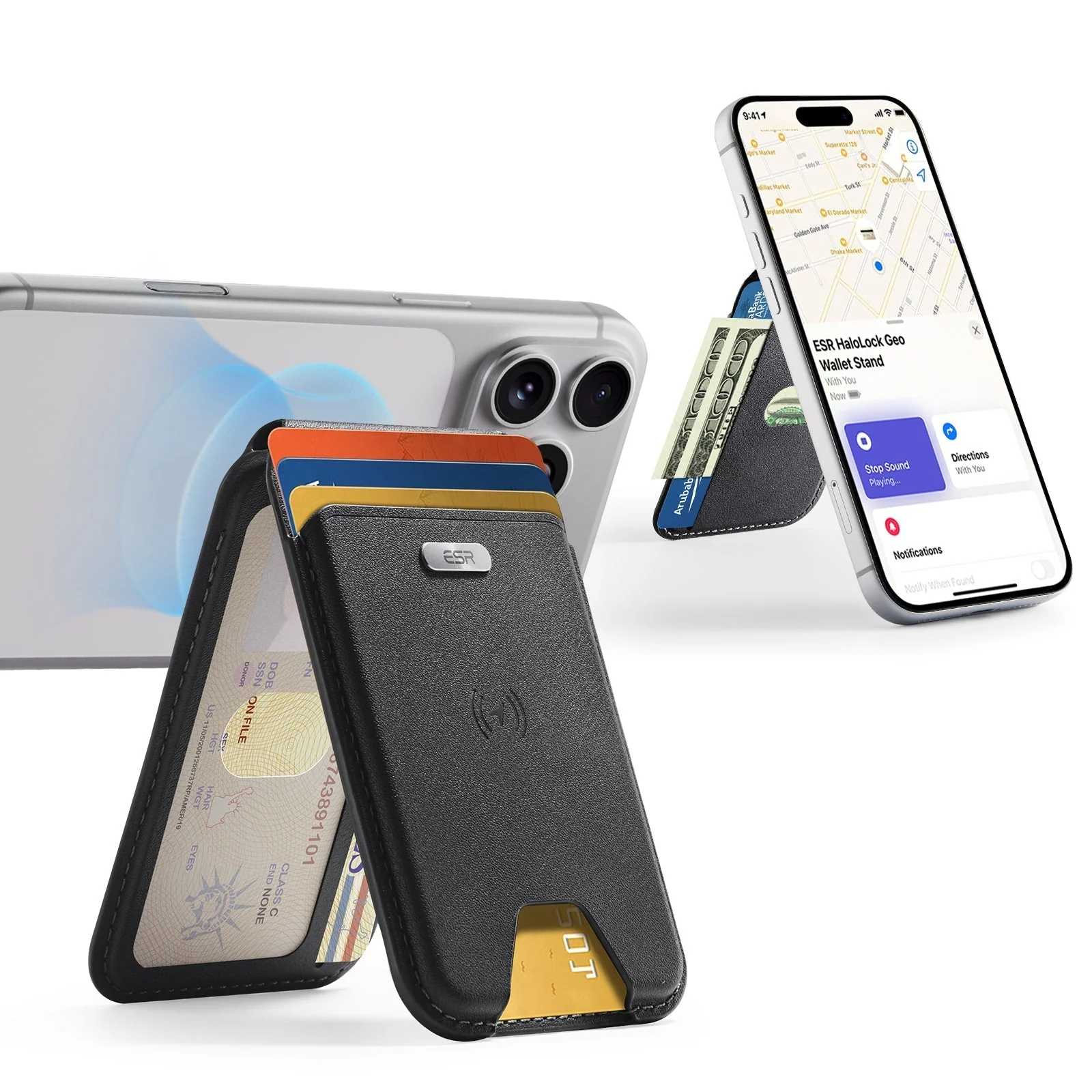 Geo Magnetic Wallet Stand - Black - Image 3