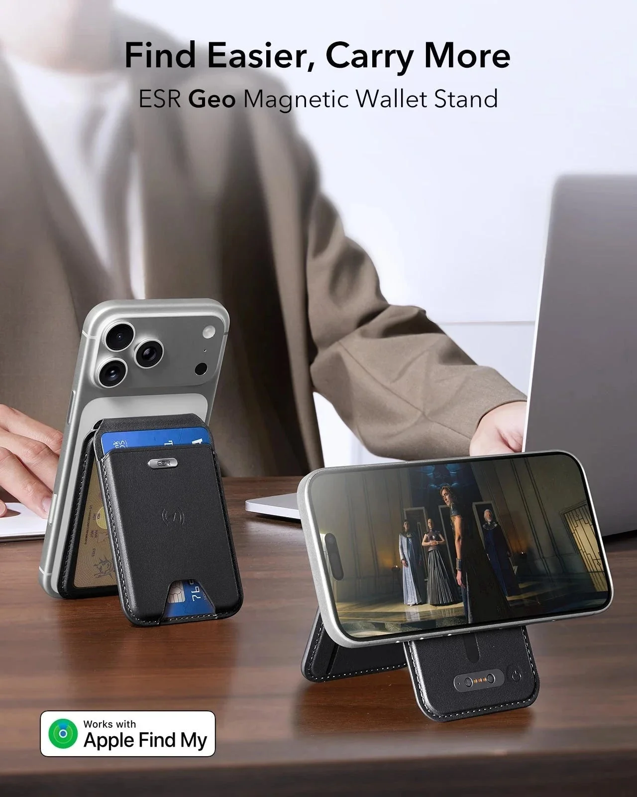 Geo Magnetic Wallet Stand - Black - Image 5