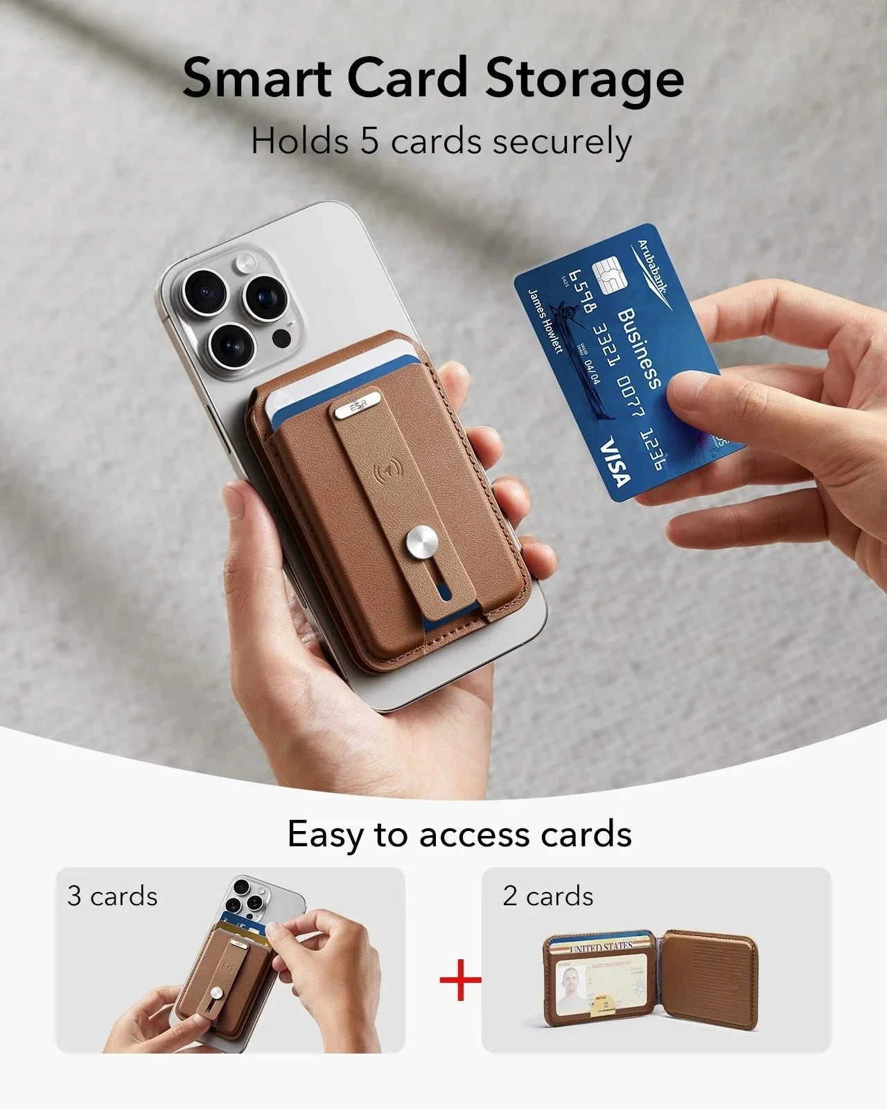 Geo Magnetic Wallet Stand (Grip) - Caramel Brown - Image 5