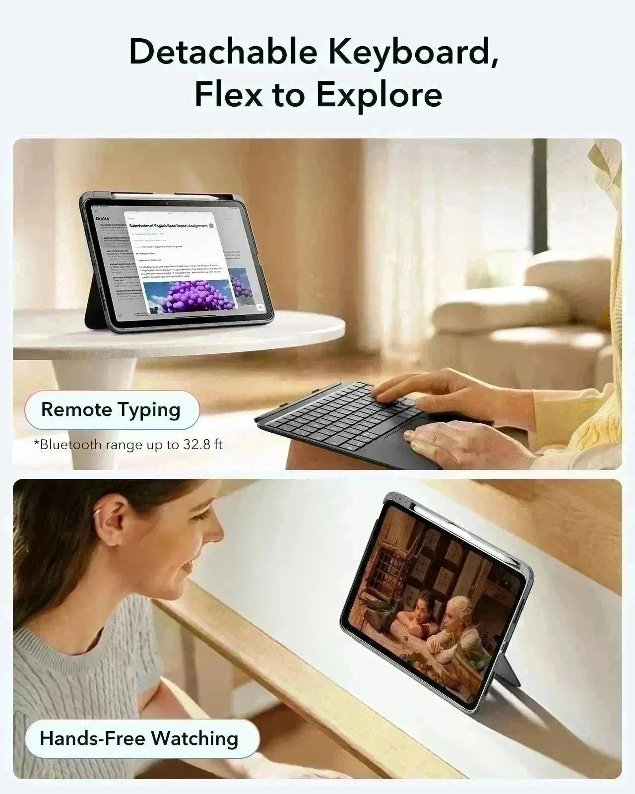 iPad 11" (A16) 2025 Flex Keyboard Case (Detachable)  Protection Bundle - UK Layout-Dark Gray - Image 3