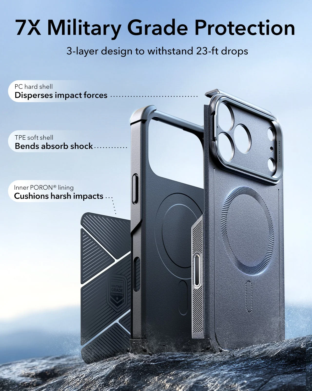 iPhone 17 Pro Max Cyber Tough Magnetic Case (Camera Control, Stash Stand) - Space Gray - Image 4
