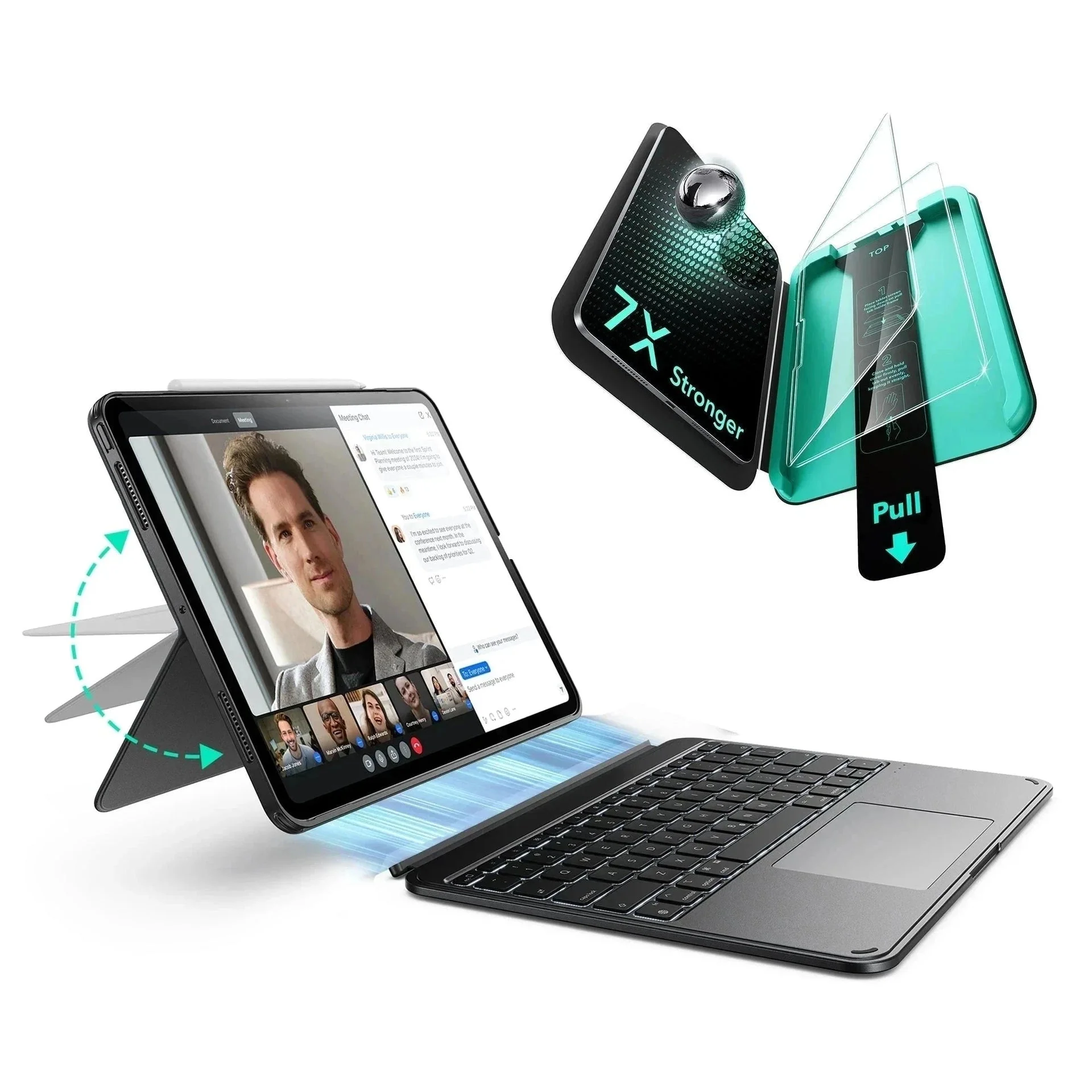 iPad Air 13" (M3) 2025 Bundle Shift Keyboard Case and Armorite Screen Protector -UK Layout-Dark Gray