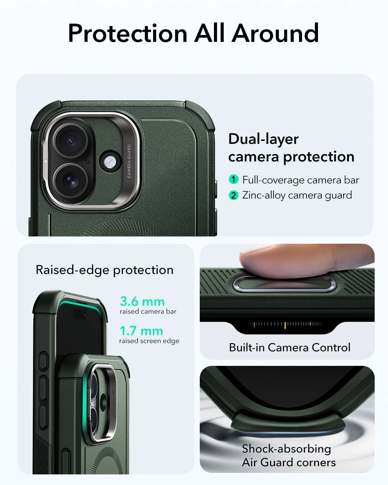 iPhone 17 Bundle Cyber Tough Magnetic Case (Camera Control, Stash Stand) and Armorite Privacy Screen Protector - Olive Green - Image 3