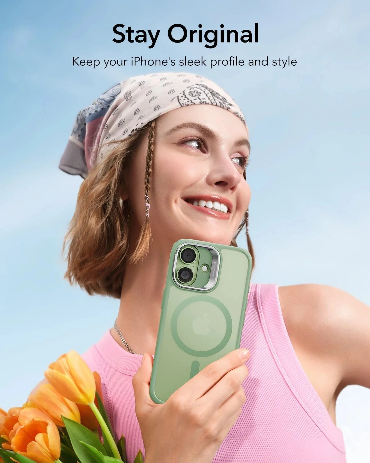 iPhone 17 Classic Hybrid Magnetic Case (Camera Control, Stash Stand) - Frosted Light Green - Image 9