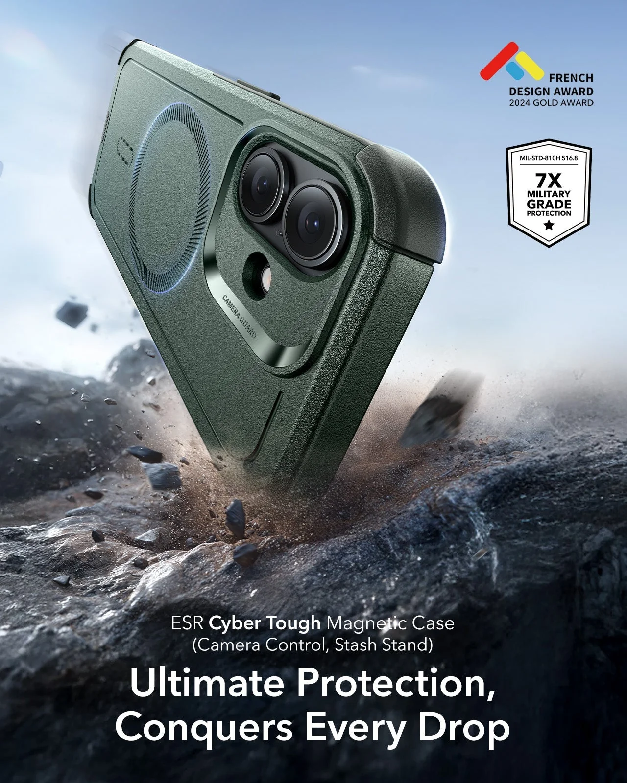 iPhone 17 Cyber Tough Magnetic Case (Camera Control) - Olive Green - Image 2