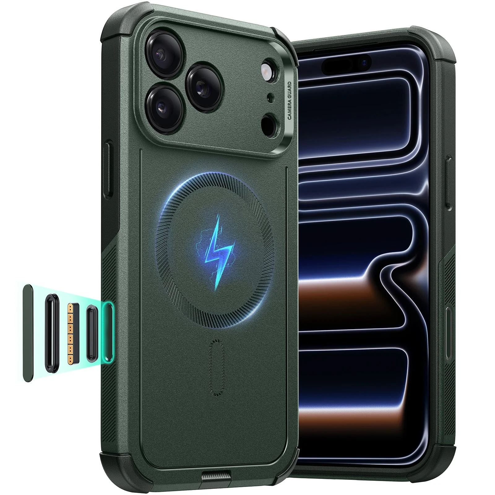iPhone 17 Pro Max Cyber Tough Magnetic Case (Camera Control) - Olive Green