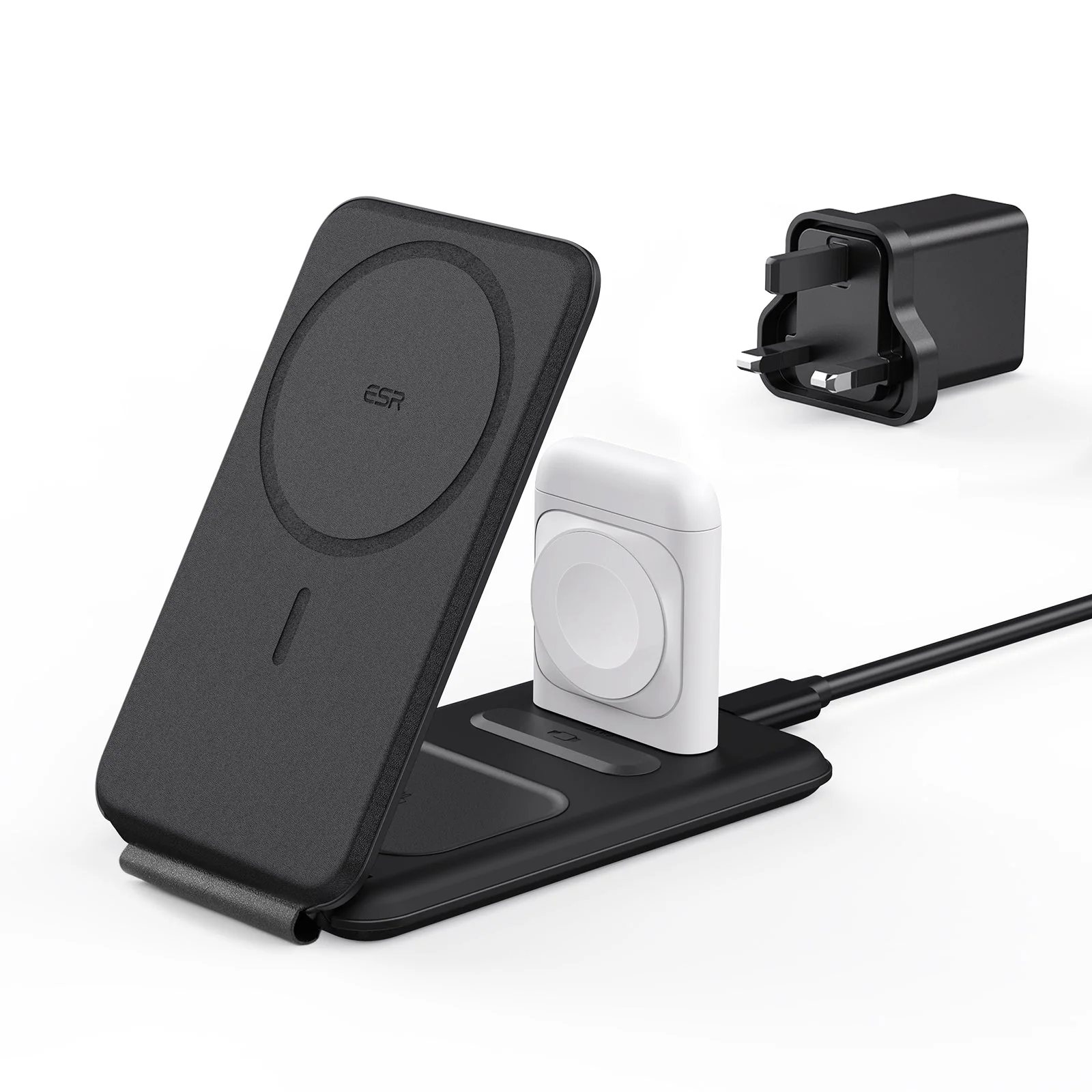 HaloLock™ 3-in-1 Travel Wireless Charging Set - Black - JP Plug - Image 11
