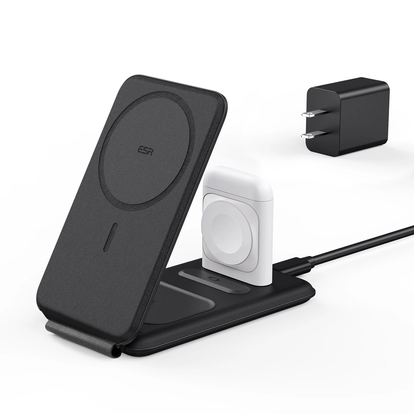 HaloLock™ 3-in-1 Travel Wireless Charging Set - Black - JP Plug - Image 9