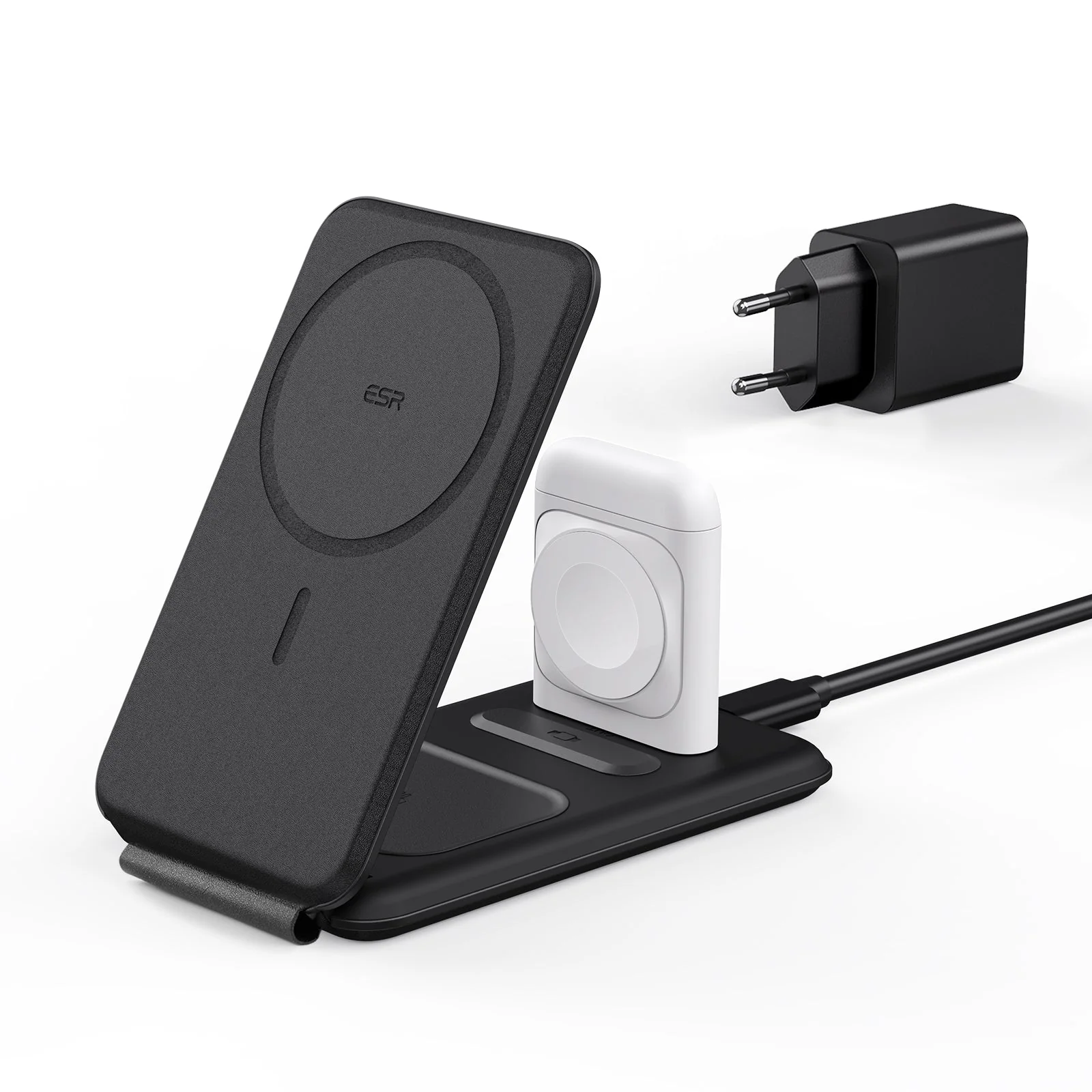 HaloLock™ 3-in-1 Travel Wireless Charging Set - White - EU Plug - Image 10